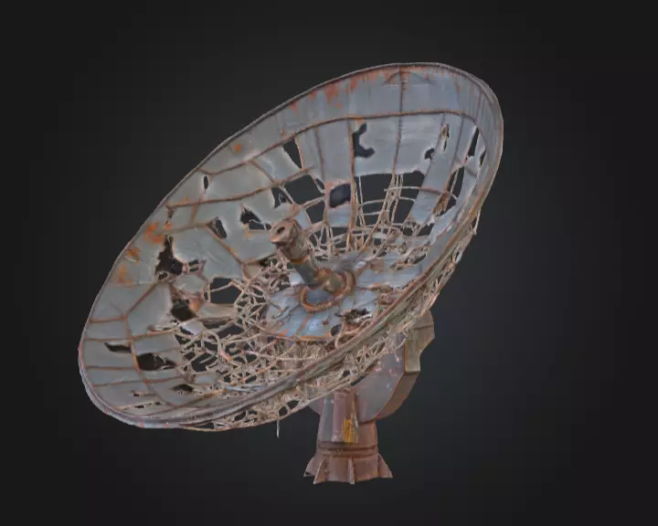 Abandoned Rusted Satellite Dish Low-poly 3D model_6