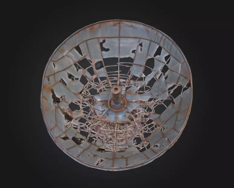 Abandoned Rusted Satellite Dish Low-poly 3D model_1