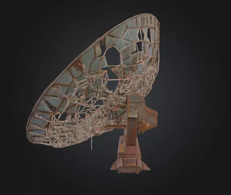 Abandoned Rusted Satellite Dish Low-poly 3D model_12