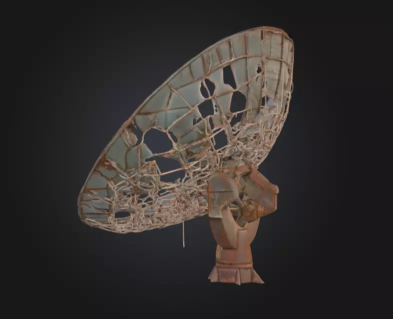 Abandoned Rusted Satellite Dish Low-poly 3D model_5