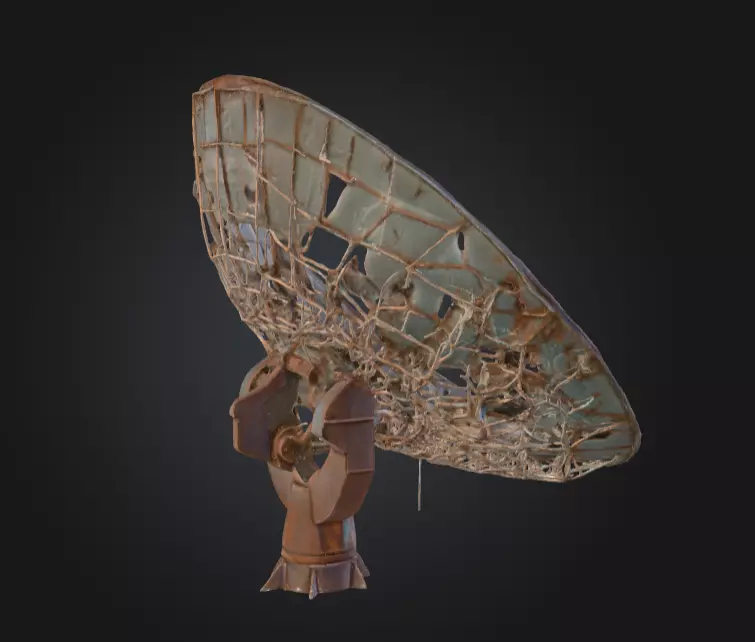 Abandoned Rusted Satellite Dish Low-poly 3D model_3