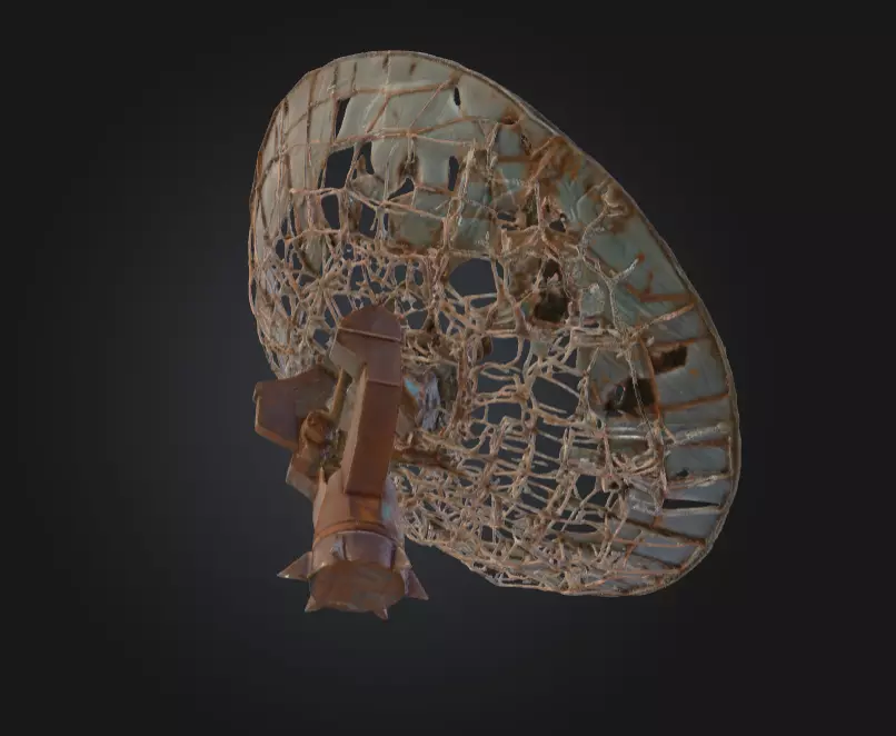 Abandoned Rusted Satellite Dish Low-poly 3D model_11