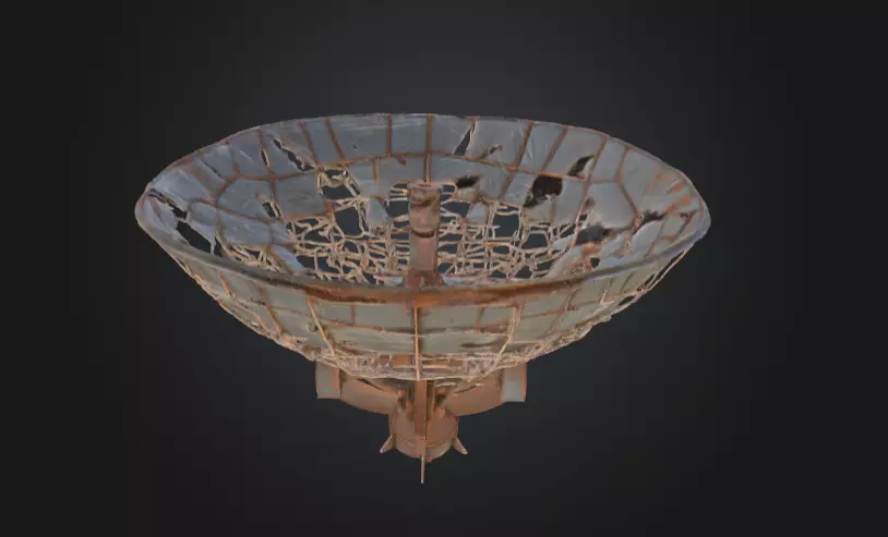 Abandoned Rusted Satellite Dish Low-poly 3D model_9