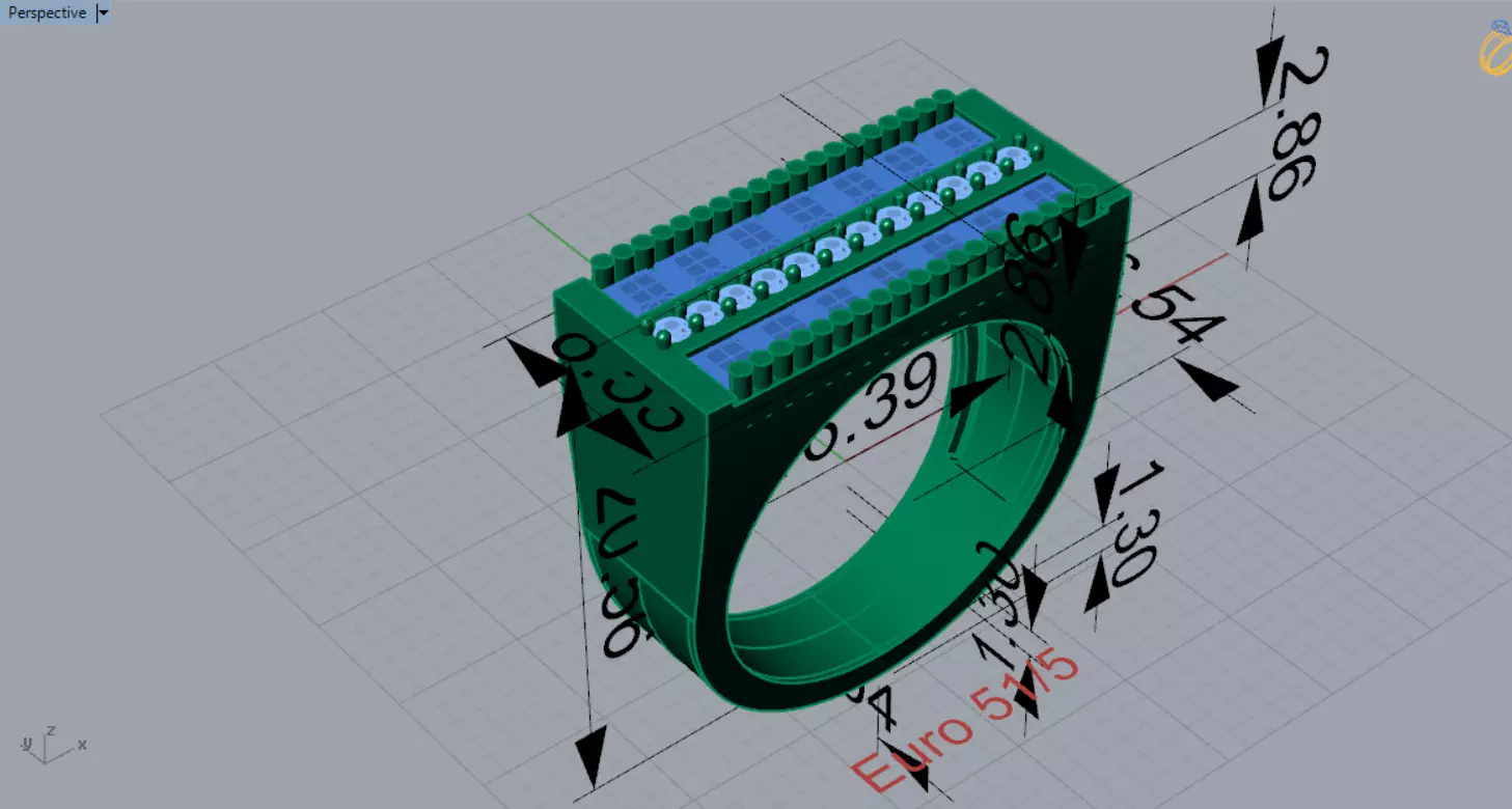 White Gold Ring with Sapphires and Diamonds Model mr0265 3D print model_11