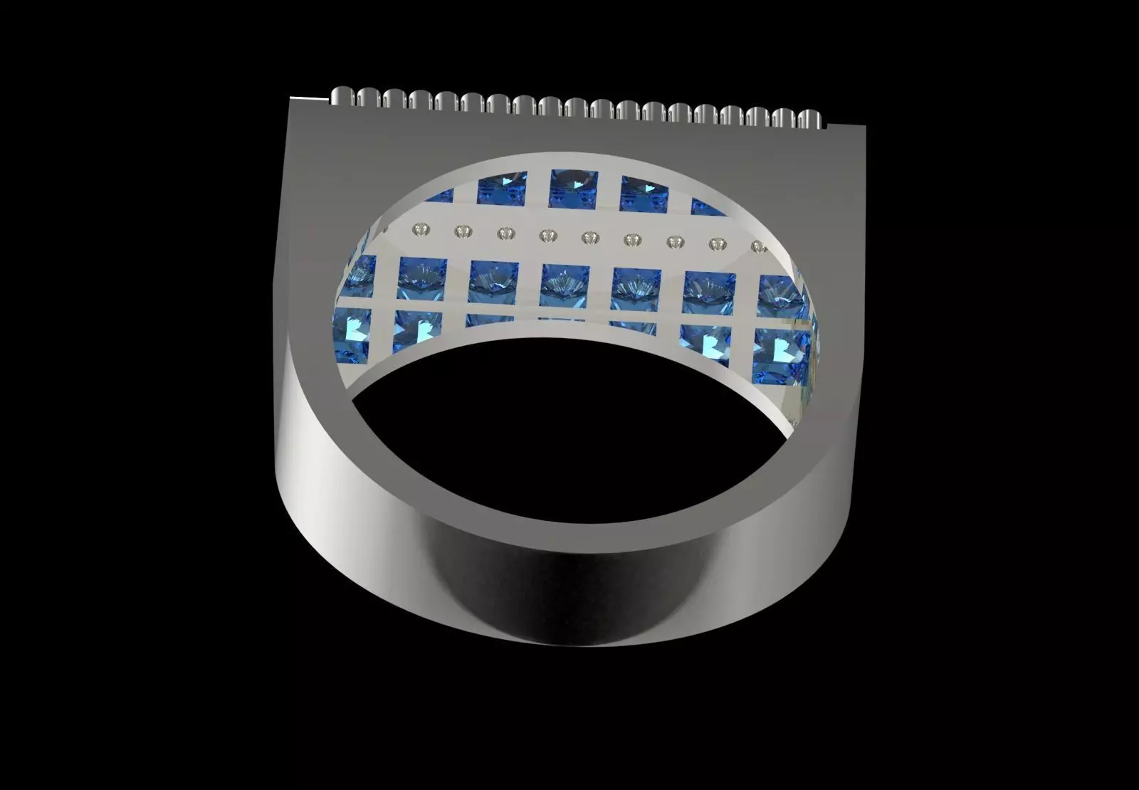 White Gold Ring with Sapphires and Diamonds Model mr0265 3D print model_15