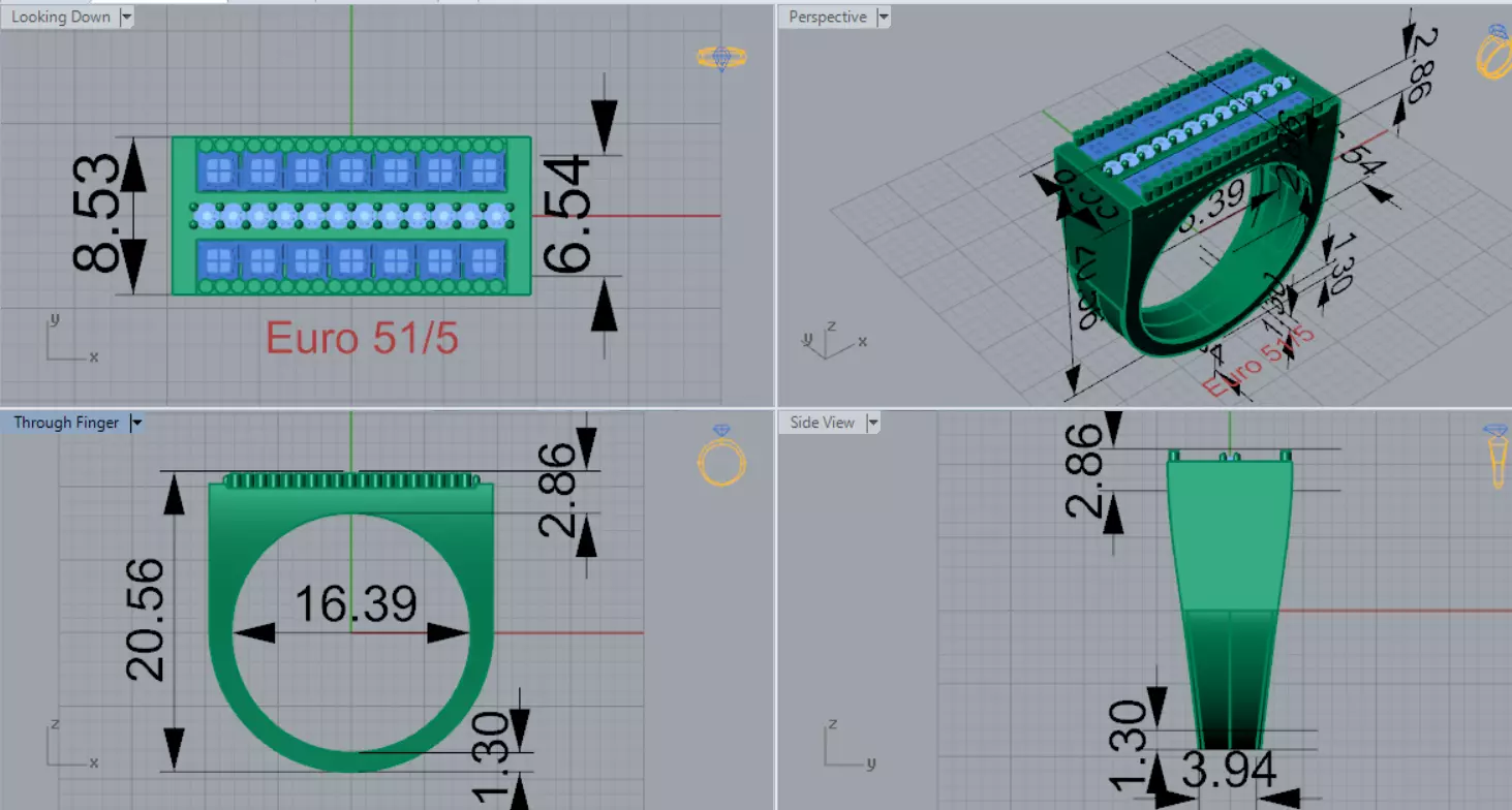 White Gold Ring with Sapphires and Diamonds Model mr0265 3D print model_8