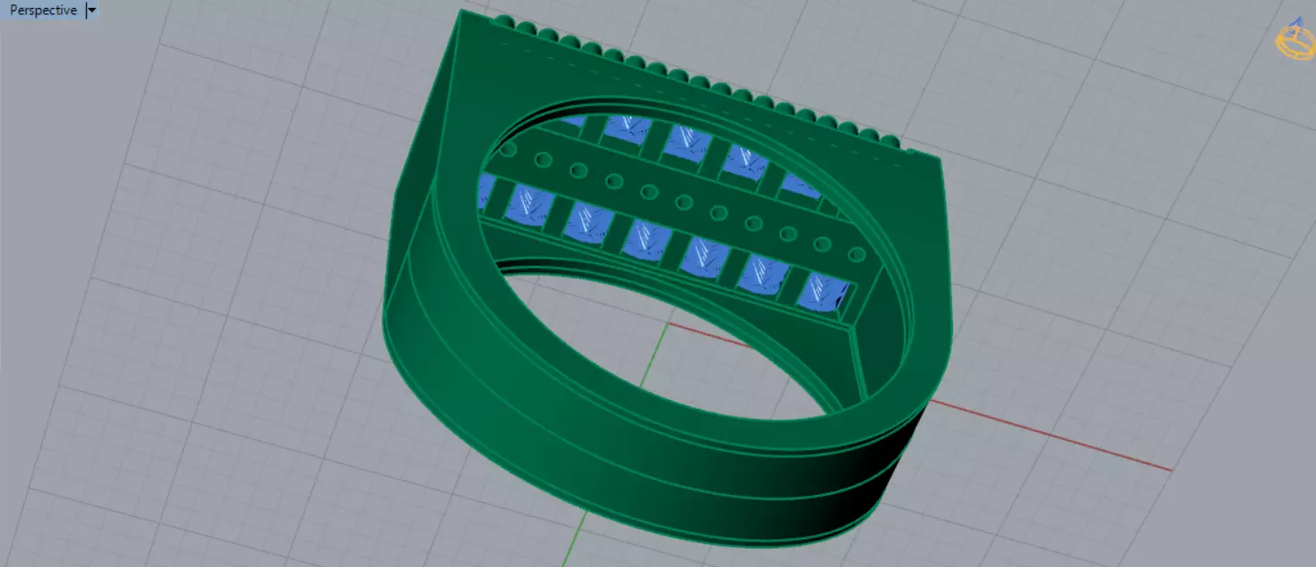 White Gold Ring with Sapphires and Diamonds Model mr0265 3D print model_10