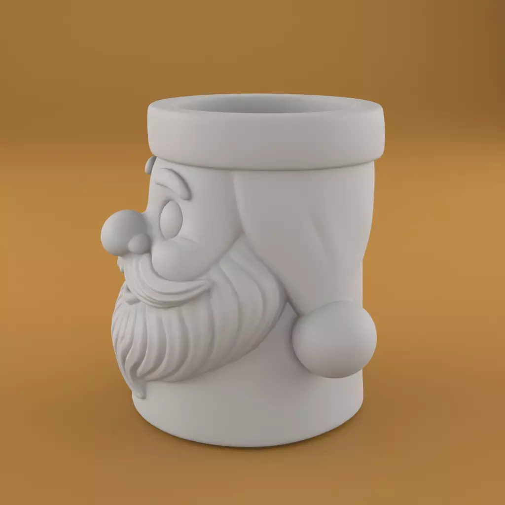 Santa Claus Planter 3D Model Festive Holder 3D print model_3