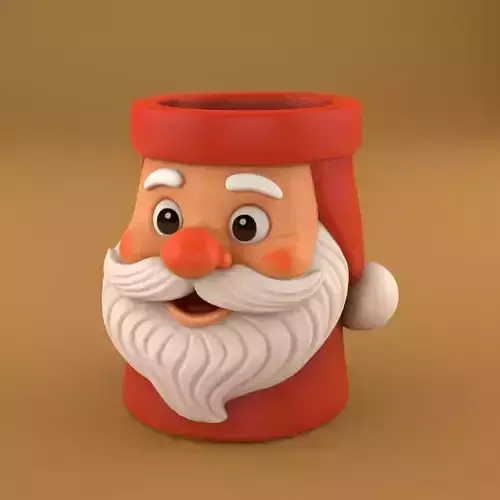 Santa Claus Planter 3D Model Festive Holder 3D print model
