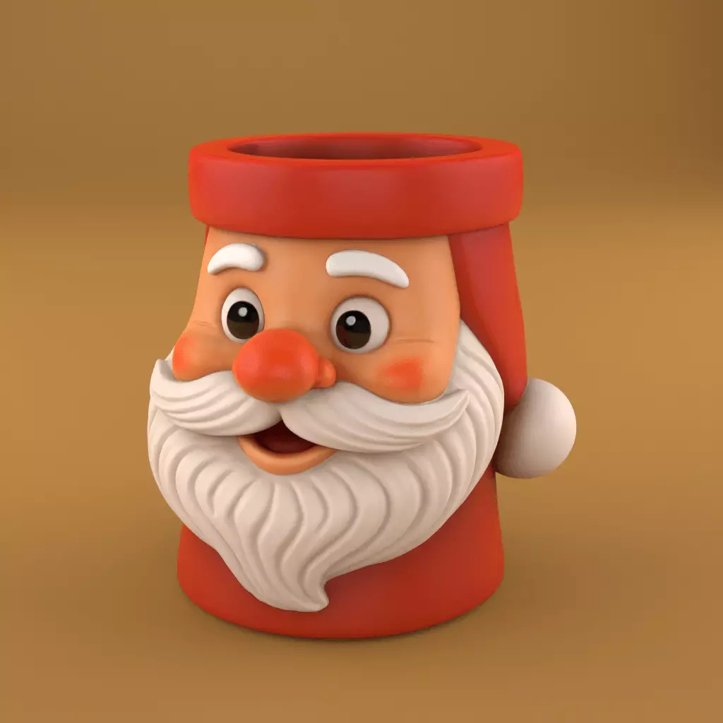 Santa Claus Planter 3D Model Festive Holder 3D print model_0