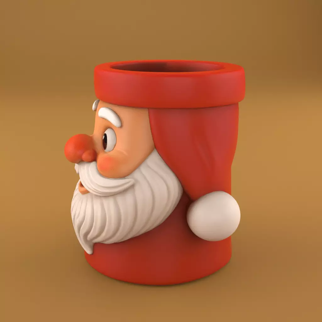 Santa Claus Planter 3D Model Festive Holder 3D print model_1