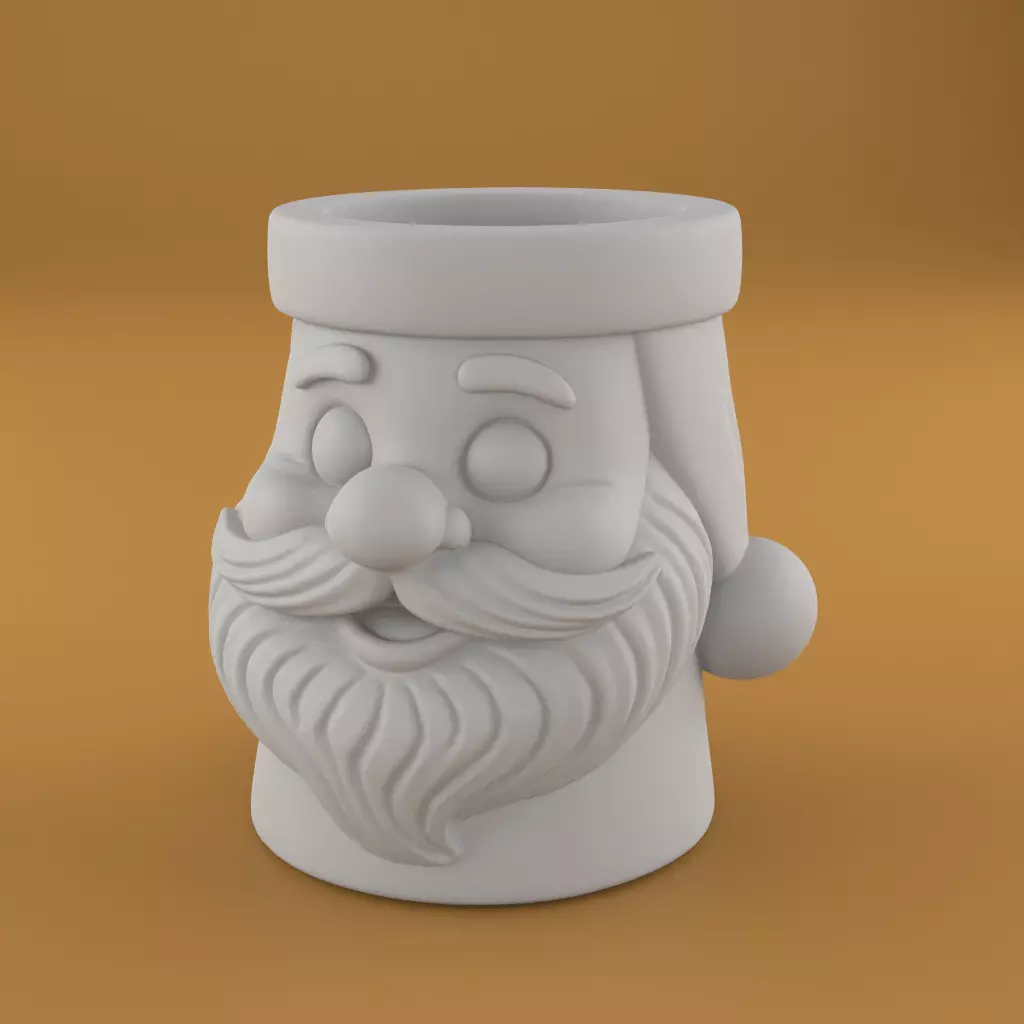 Santa Claus Planter 3D Model Festive Holder 3D print model_2