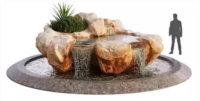 Rocky Pond with Waterfalls