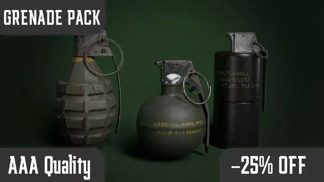 Grenade Pack Game Ready Low-poly 3D model_0