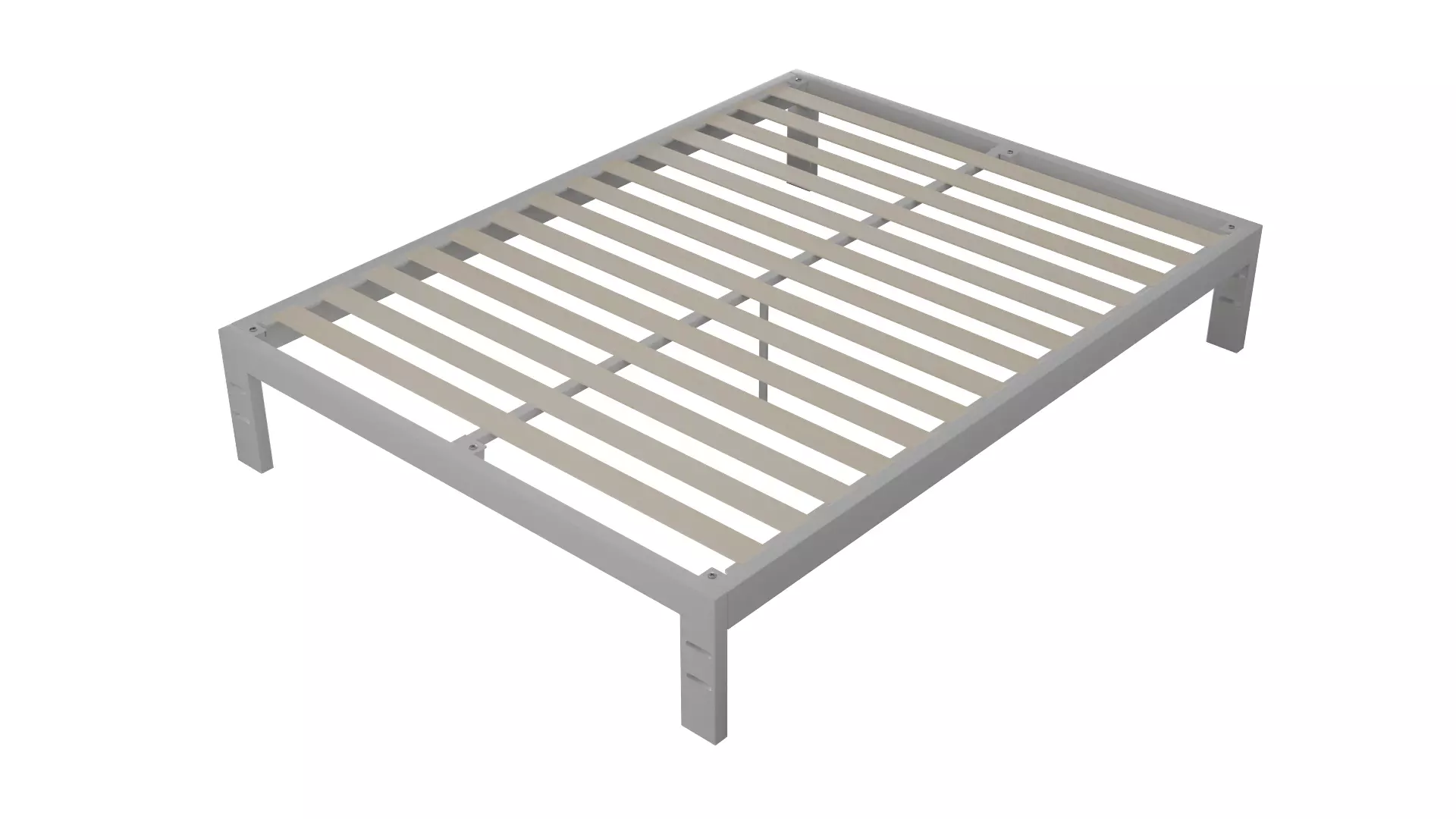 Metal Bed Frame with Wooden Pallet Base  Realistic 3D Model Low-poly 3D model_0