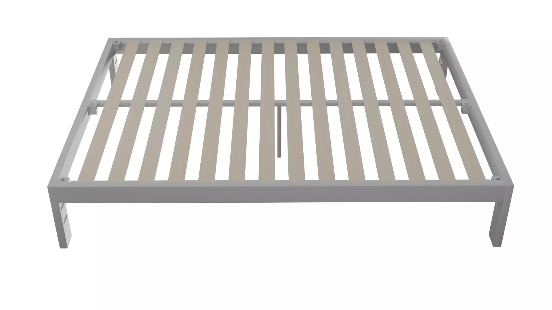 Metal Bed Frame with Wooden Pallet Base  Realistic 3D Model Low-poly 3D model_1
