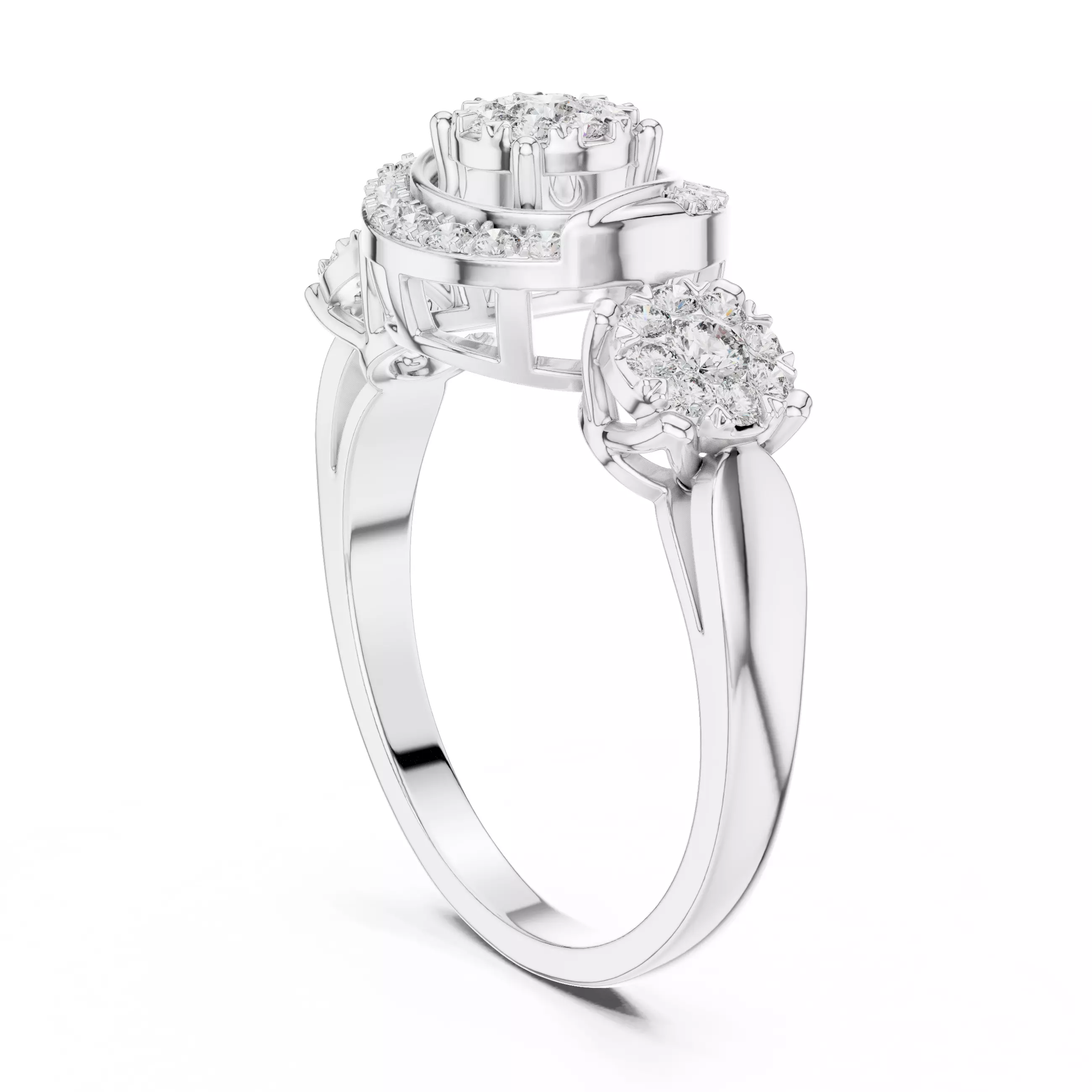 Diamond Cocktail Ring 3dm stl renders animation videos 3D print model_6