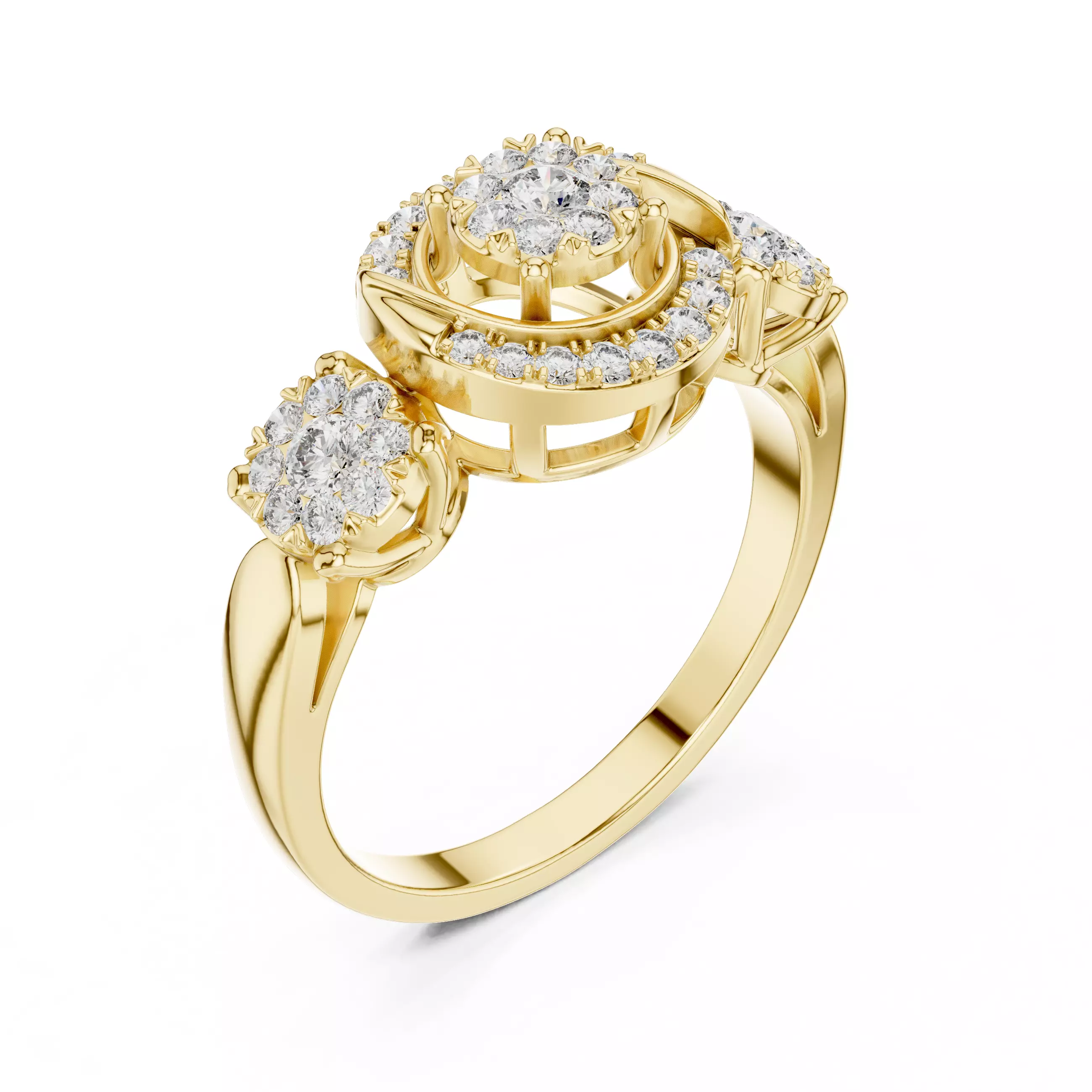 Diamond Cocktail Ring 3dm stl renders animation videos 3D print model_11