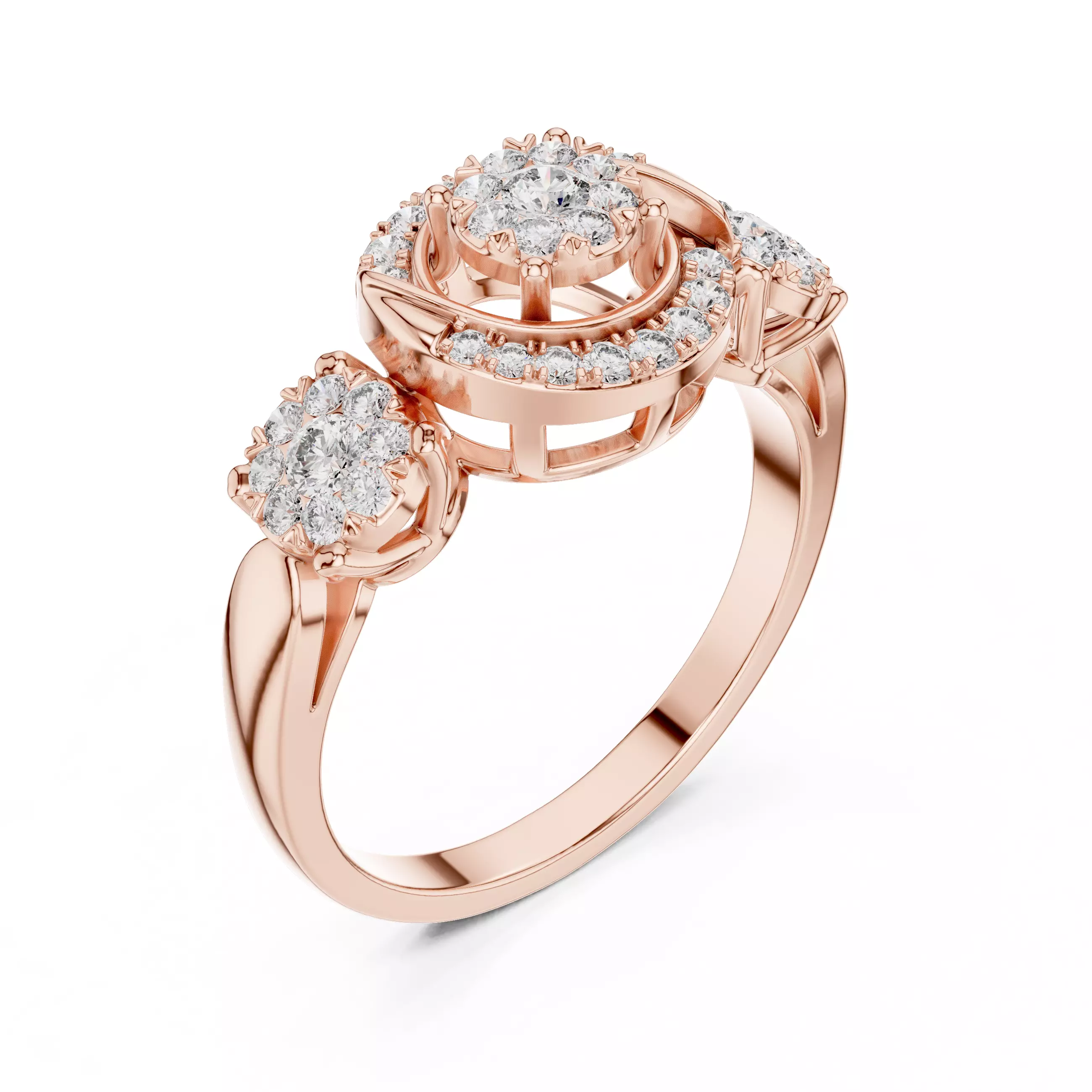 Diamond Cocktail Ring 3dm stl renders animation videos 3D print model_4