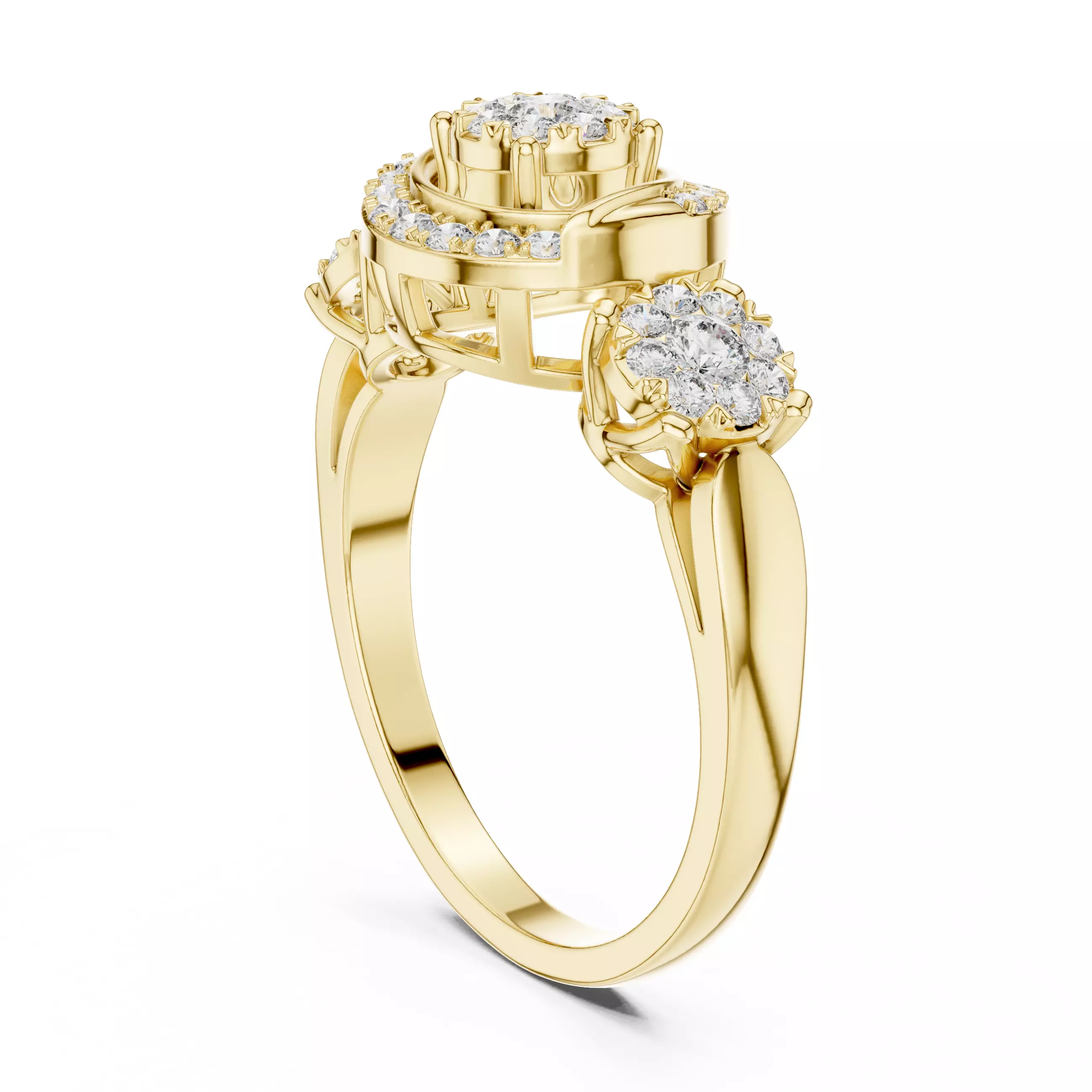 Diamond Cocktail Ring 3dm stl renders animation videos 3D print model_10