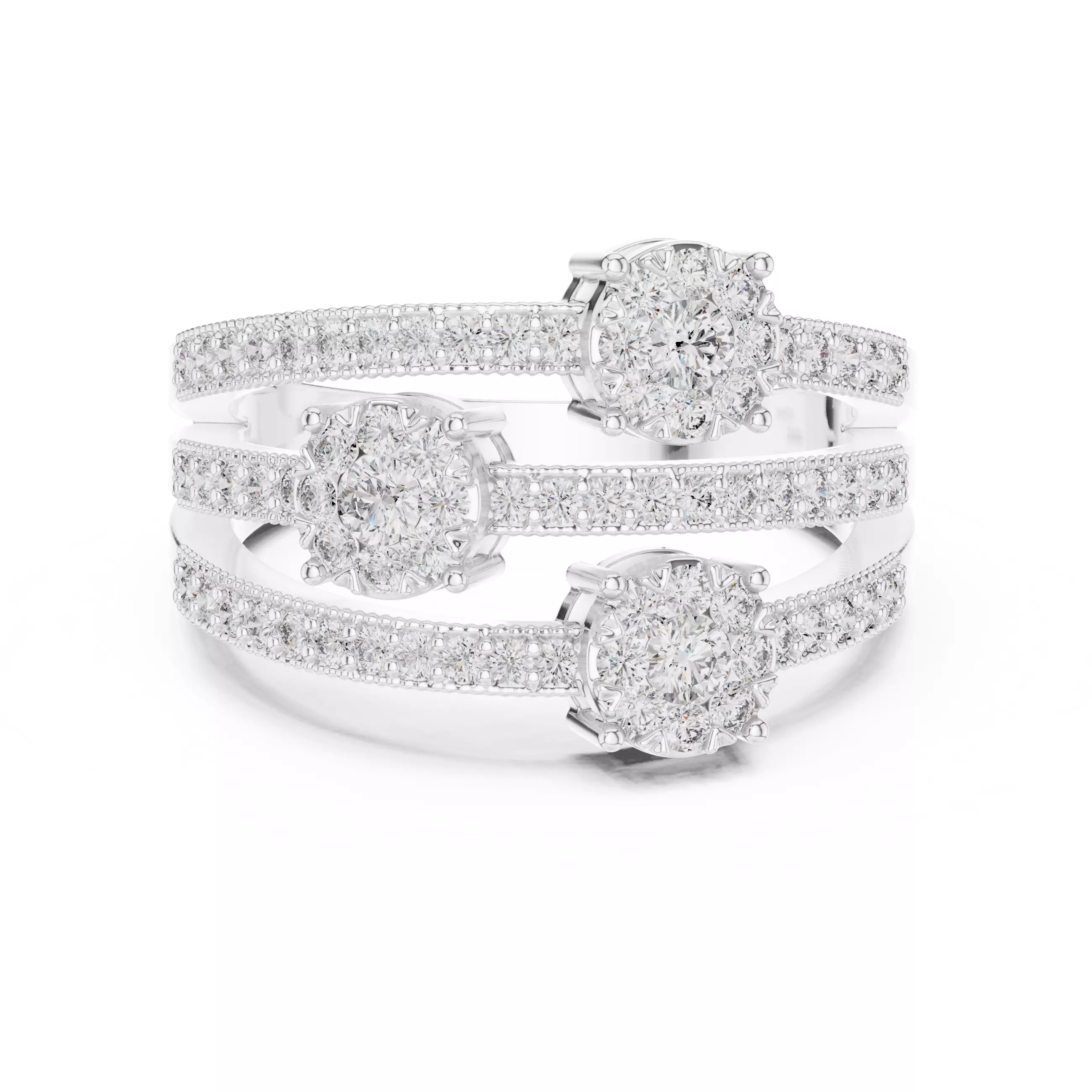 Diamond Cocktail Ring 3dm stl renders animation videos 3D print model_9