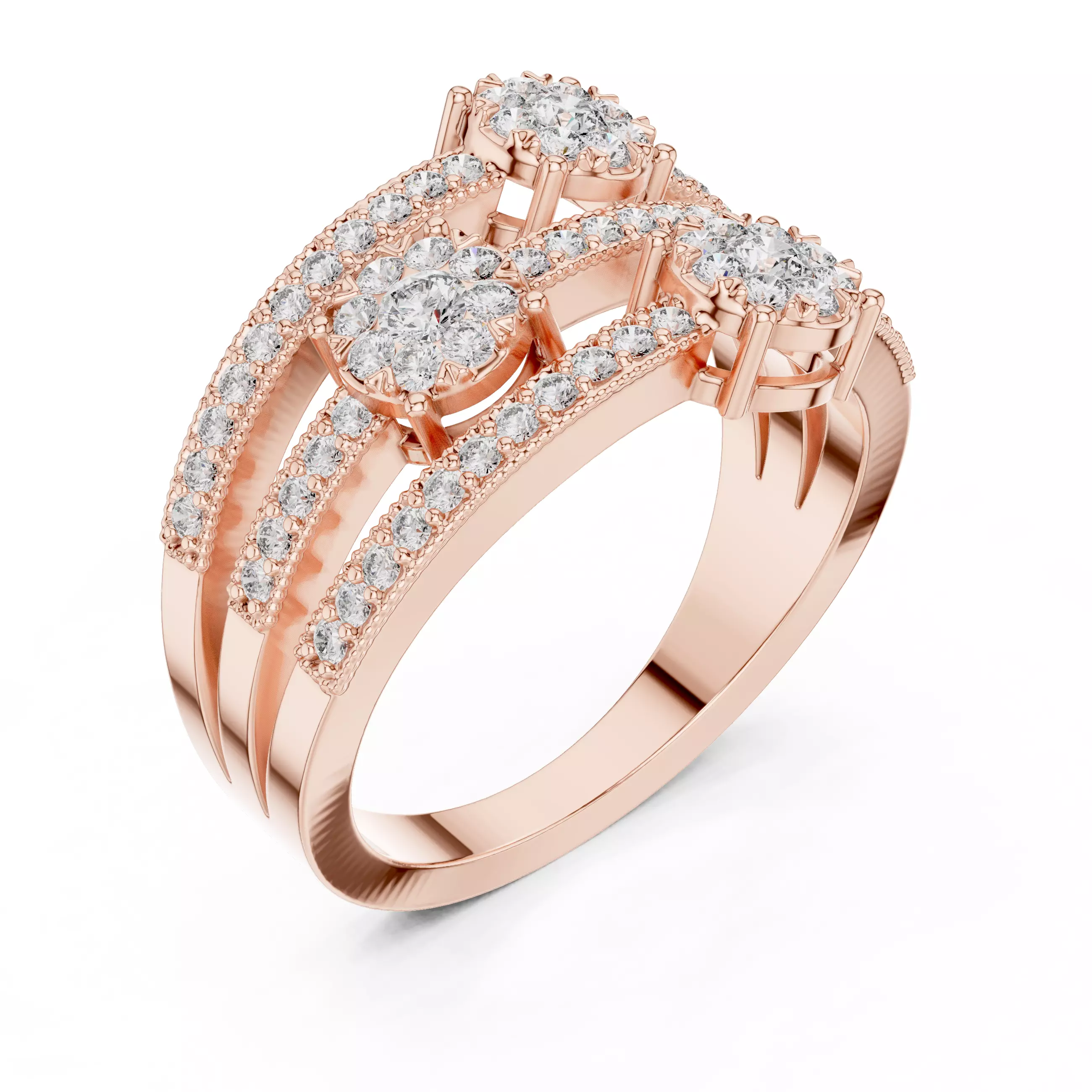 Diamond Cocktail Ring 3dm stl renders animation videos 3D print model_4