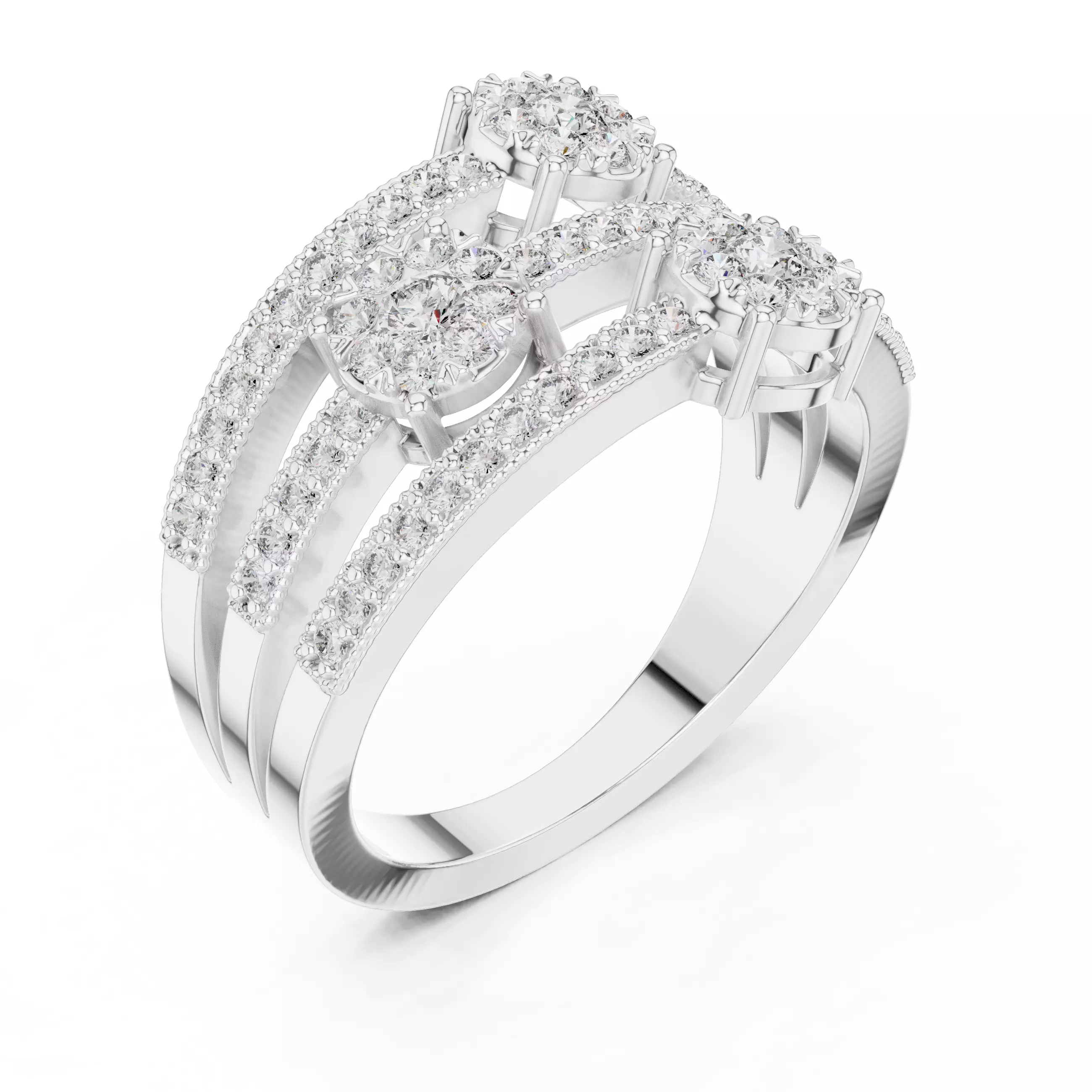 Diamond Cocktail Ring 3dm stl renders animation videos 3D print model_7