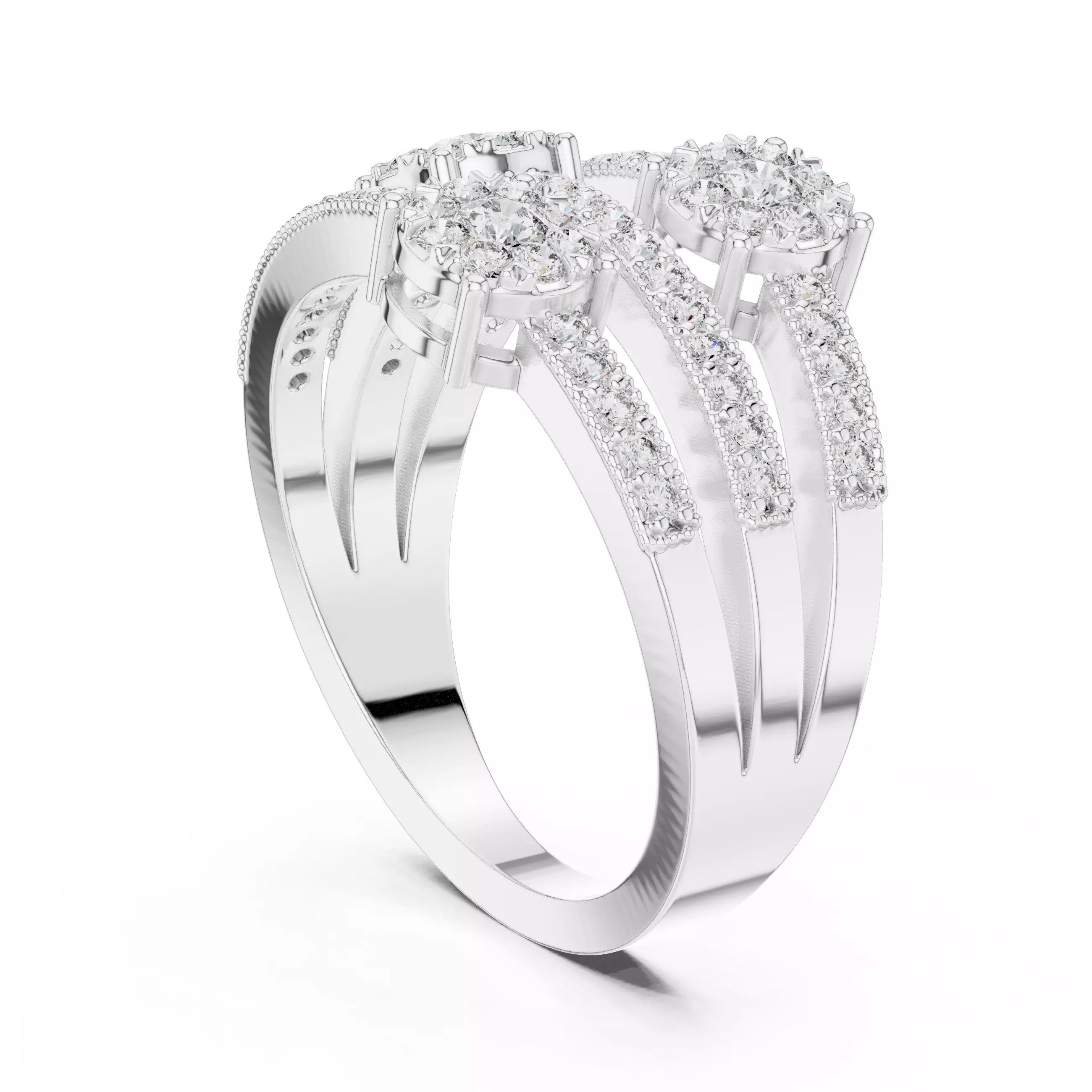 Diamond Cocktail Ring 3dm stl renders animation videos 3D print model_6