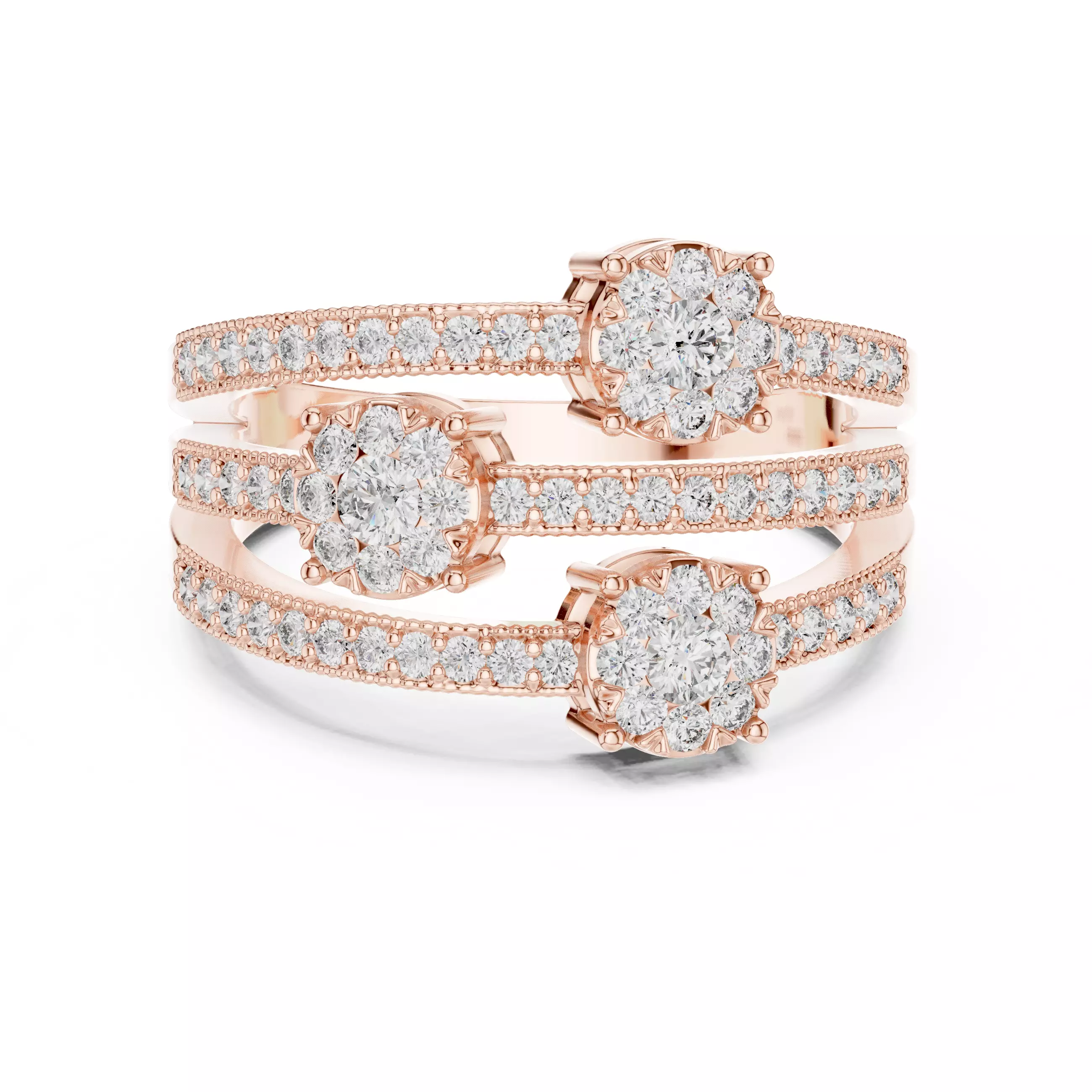 Diamond Cocktail Ring 3dm stl renders animation videos 3D print model_0