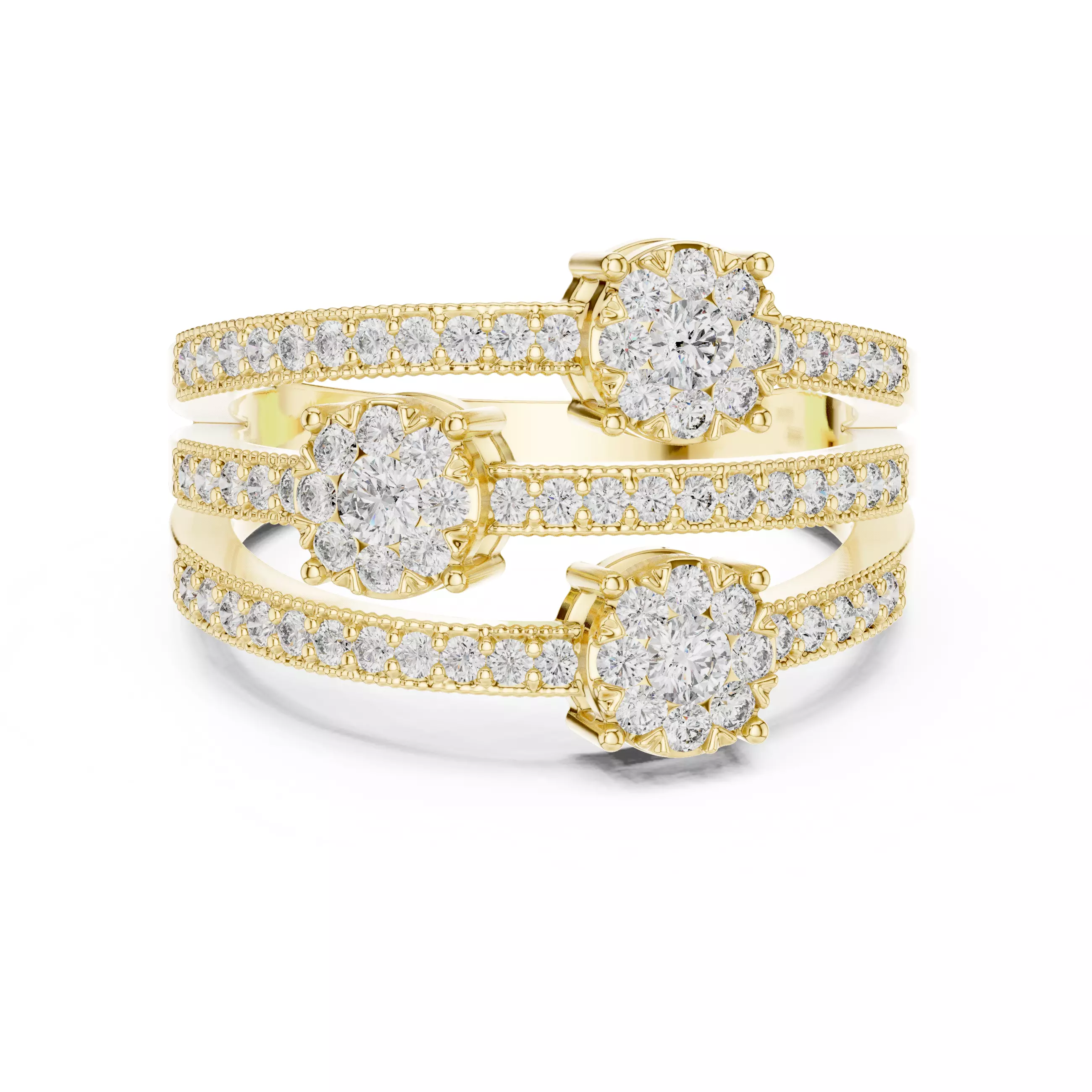 Diamond Cocktail Ring 3dm stl renders animation videos 3D print model_13