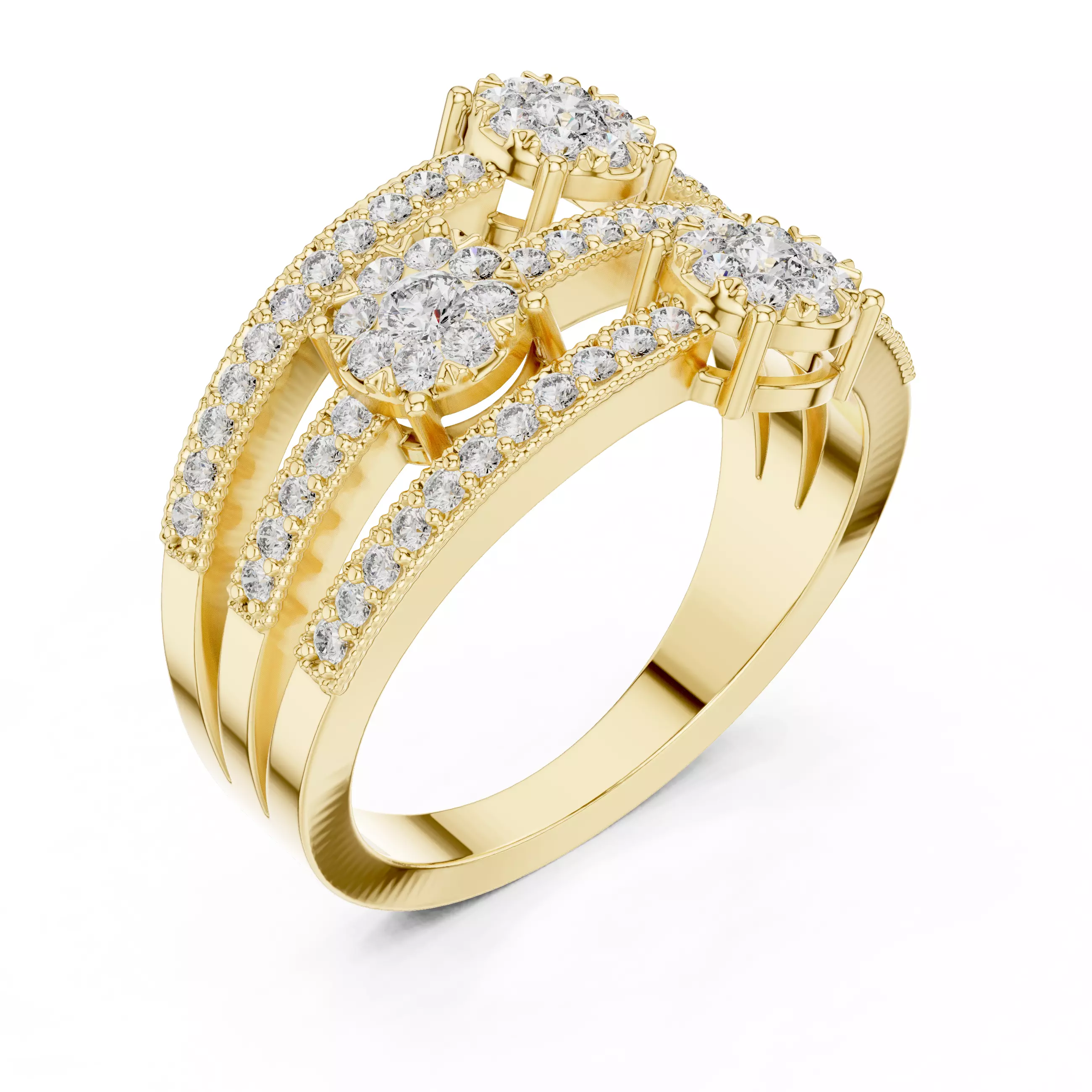 Diamond Cocktail Ring 3dm stl renders animation videos 3D print model_11