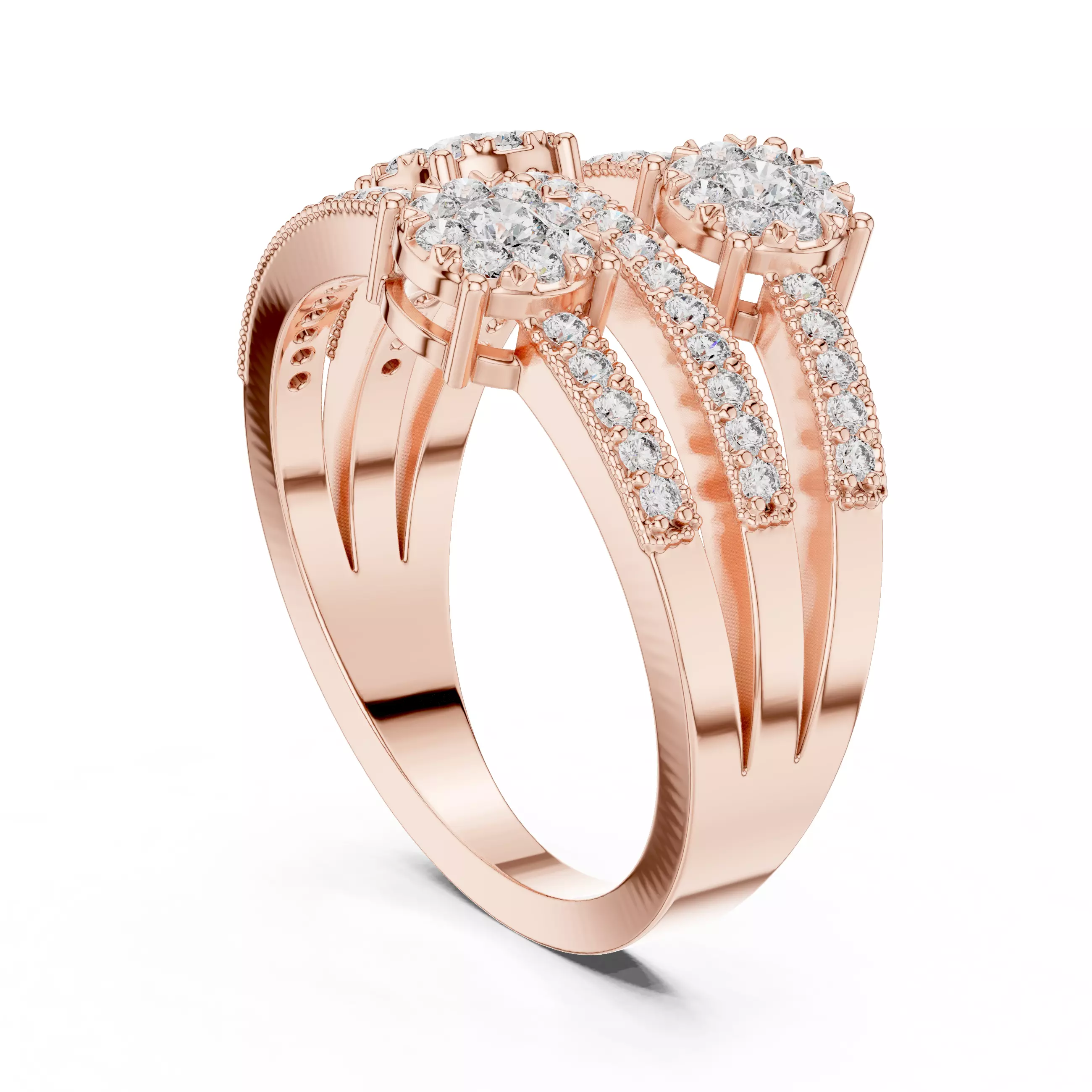 Diamond Cocktail Ring 3dm stl renders animation videos 3D print model_3