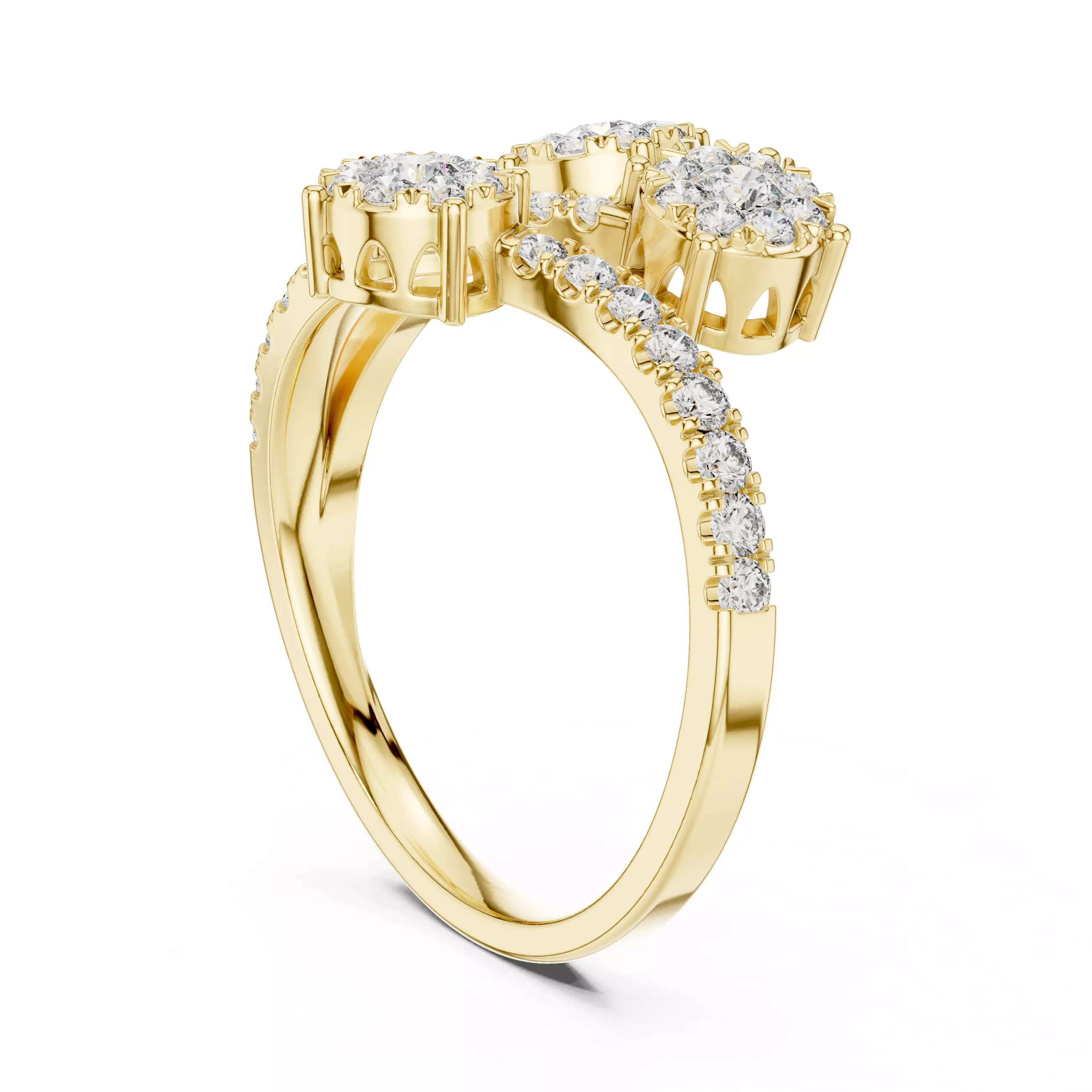 Diamond Cocktail Ring 3dm stl renders animation videos  3D print model_10