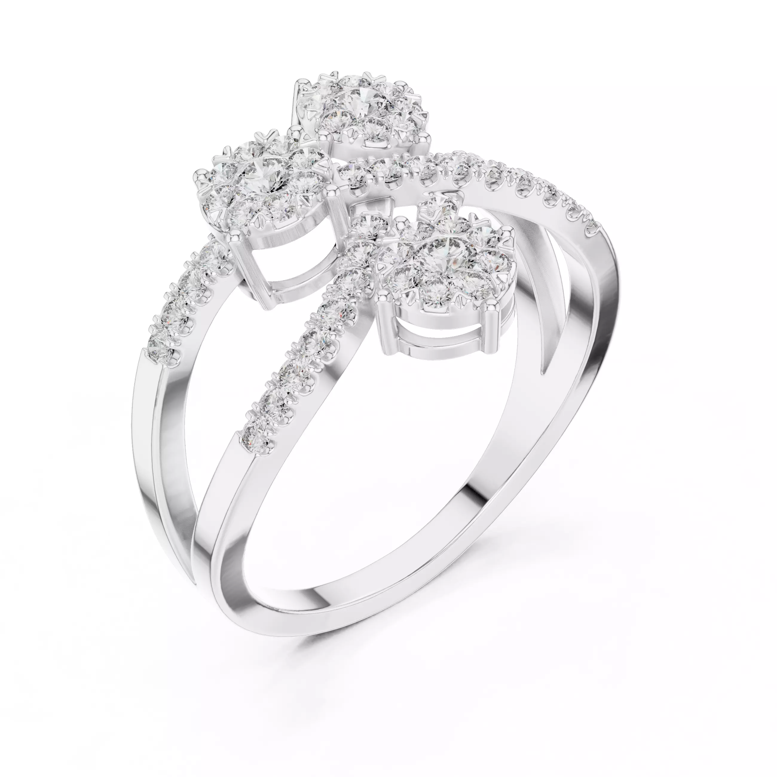 Diamond Cocktail Ring 3dm stl renders animation videos 3D print model_7