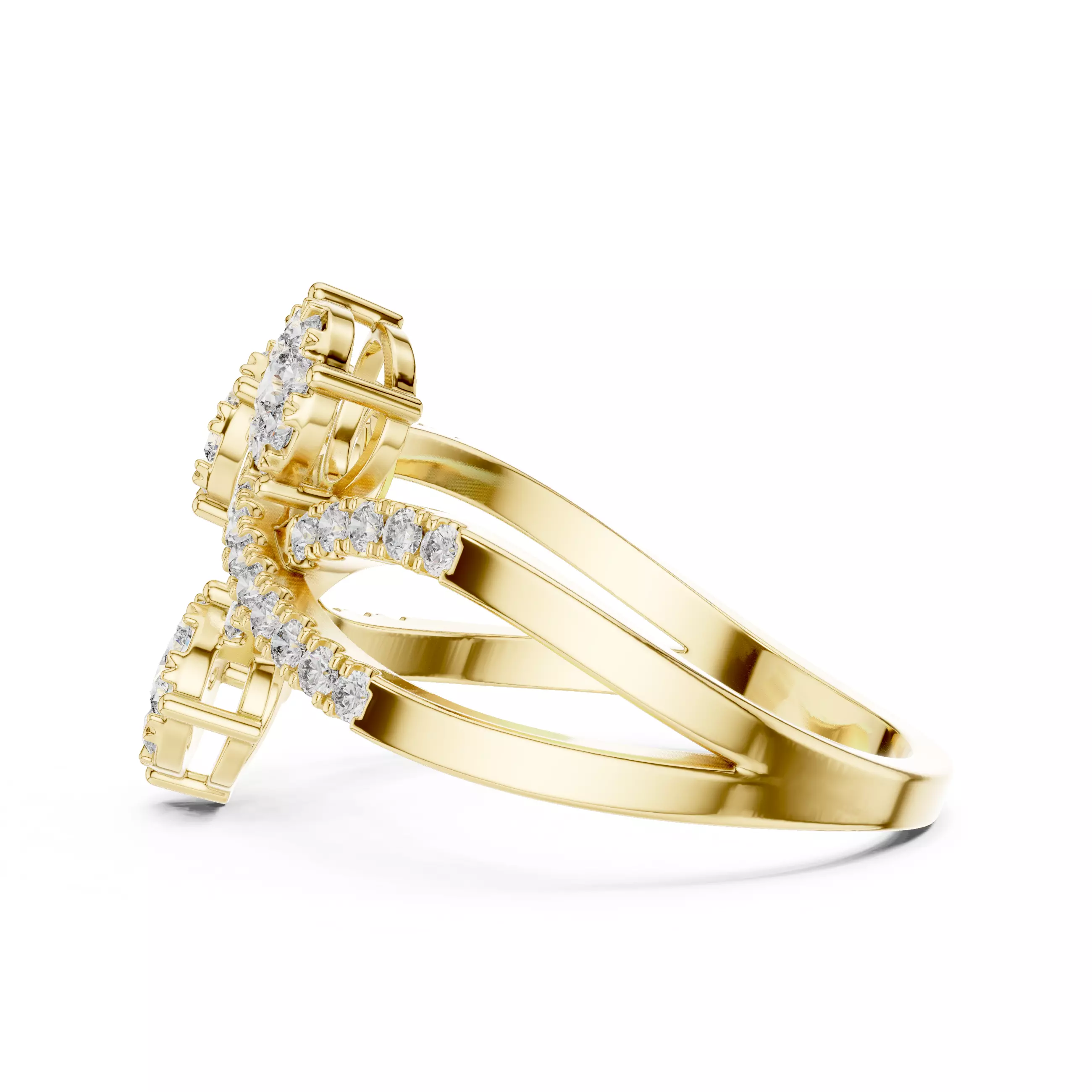 Diamond Cocktail Ring 3dm stl renders animation videos 3D print model_12