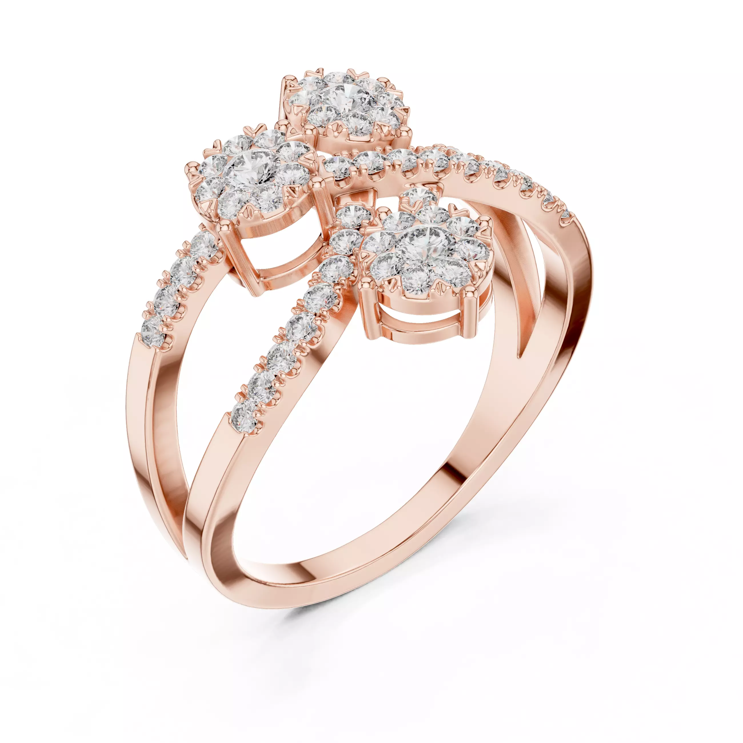 Diamond Cocktail Ring 3dm stl renders animation videos 3D print model_4