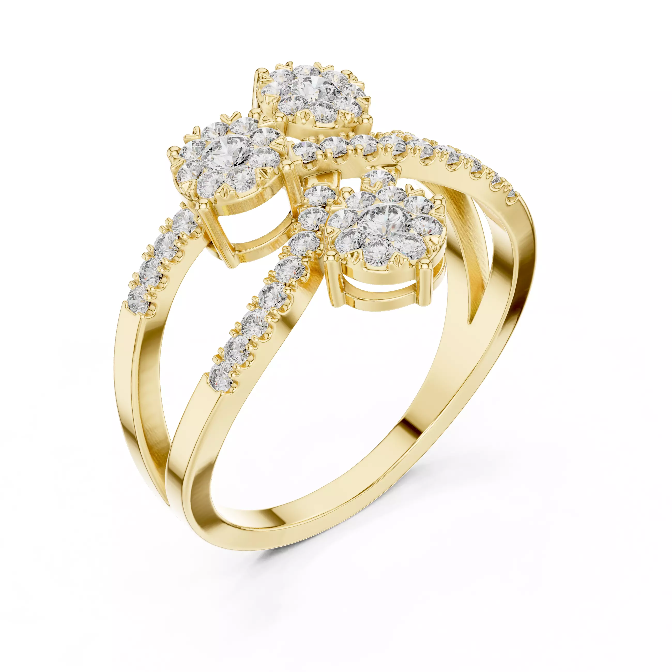 Diamond Cocktail Ring 3dm stl renders animation videos 3D print model_11