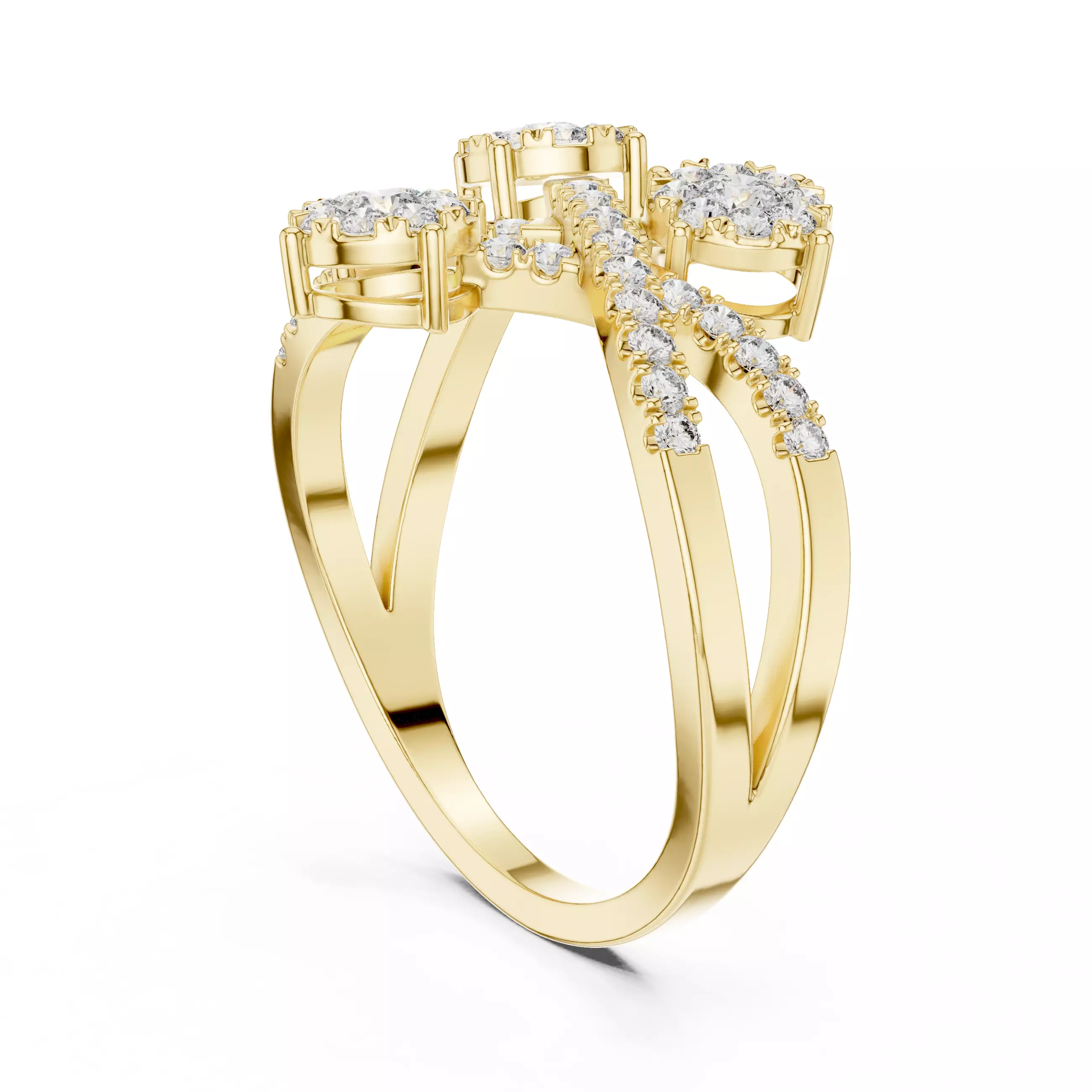 Diamond Cocktail Ring 3dm stl renders animation videos 3D print model_10