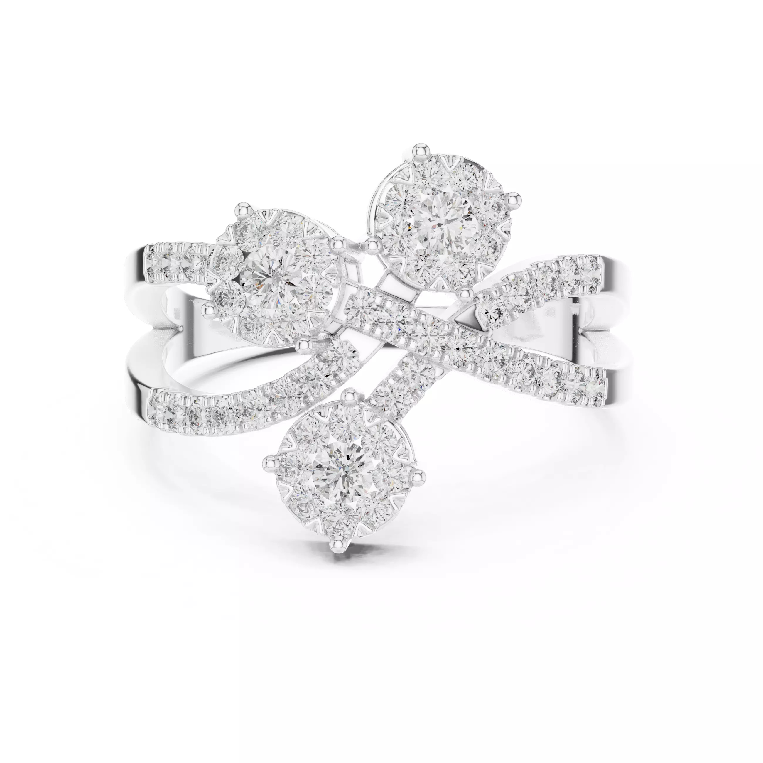 Diamond Cocktail Ring 3dm stl renders animation videos 3D print model_9