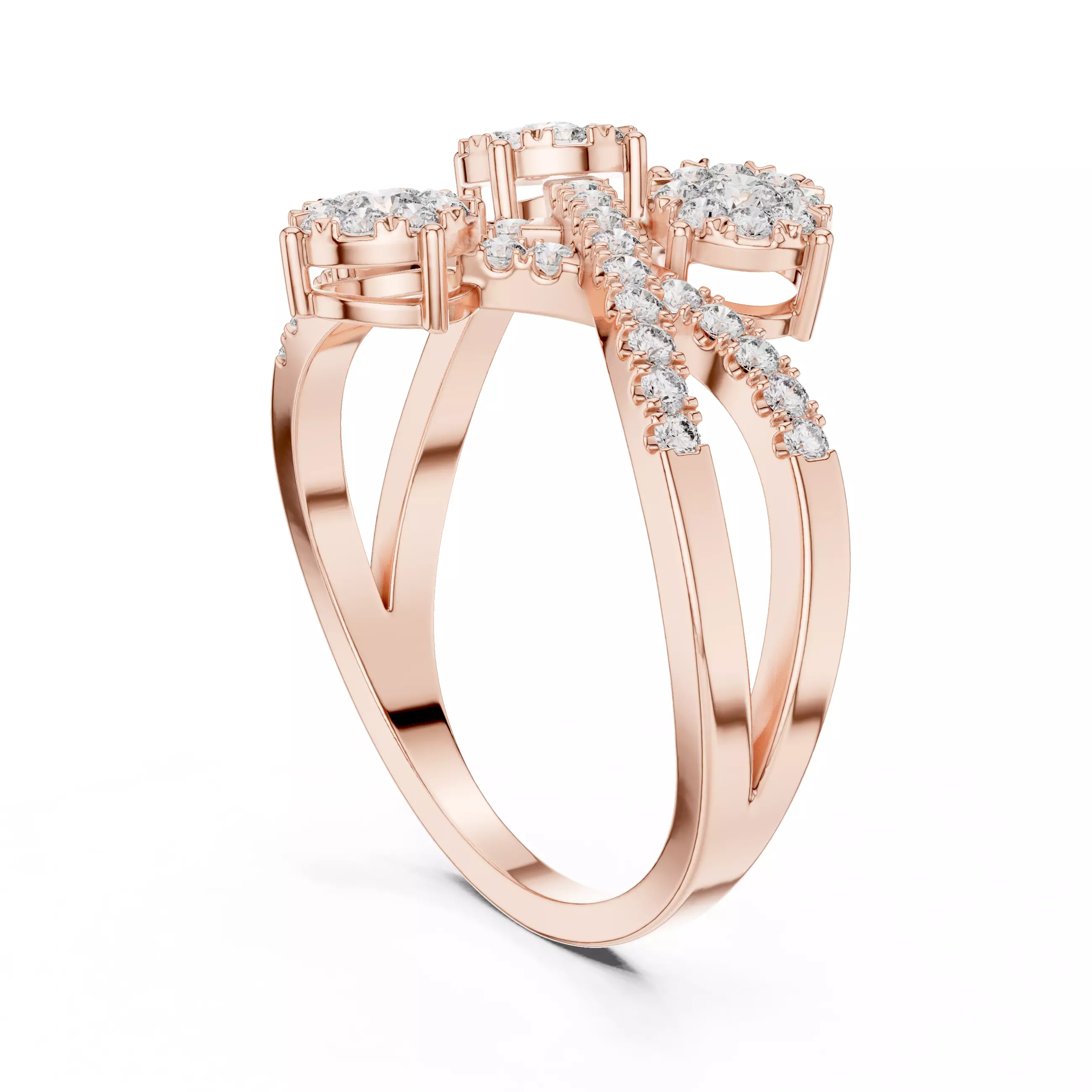 Diamond Cocktail Ring 3dm stl renders animation videos 3D print model_3