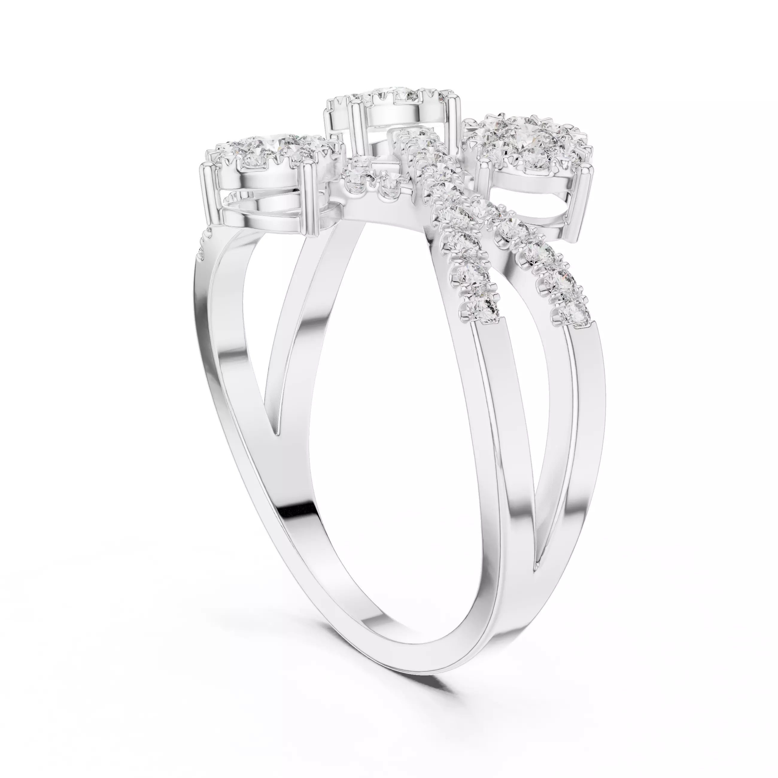 Diamond Cocktail Ring 3dm stl renders animation videos 3D print model_6