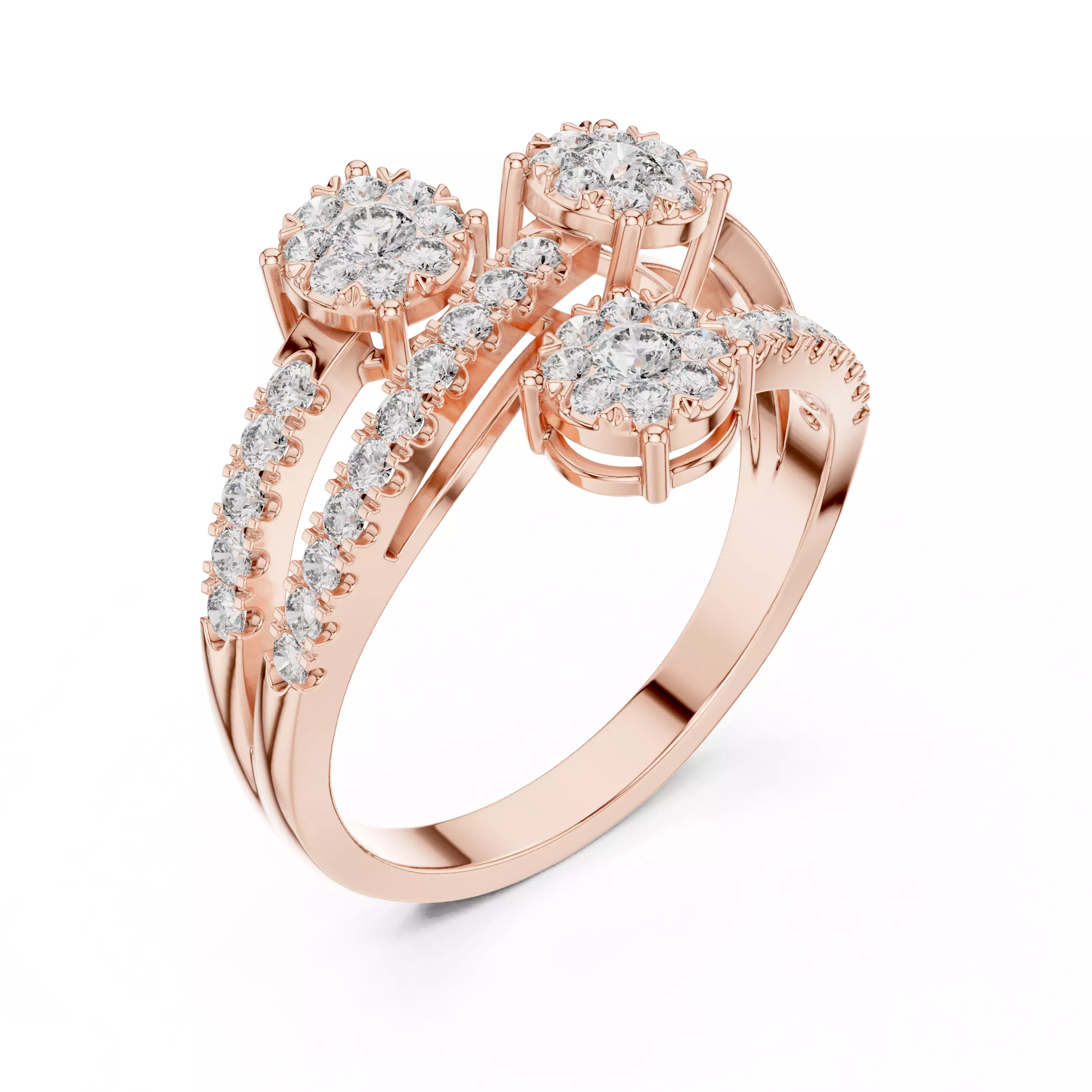 Diamond Cocktail Ring 3dm stl renders animation videos 3D print model_4