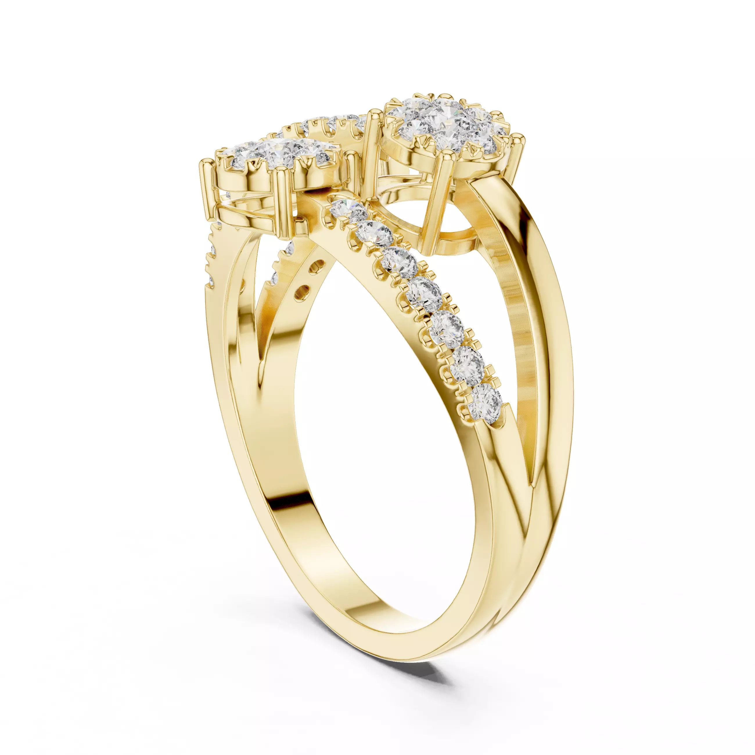 Diamond Cocktail Ring 3dm stl renders animation videos 3D print model_10