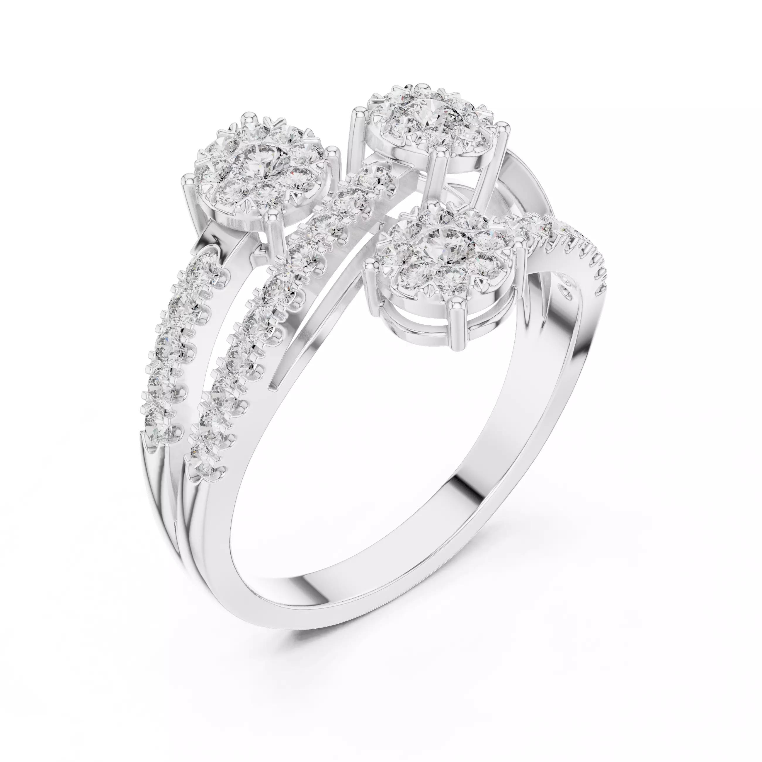 Diamond Cocktail Ring 3dm stl renders animation videos 3D print model_7