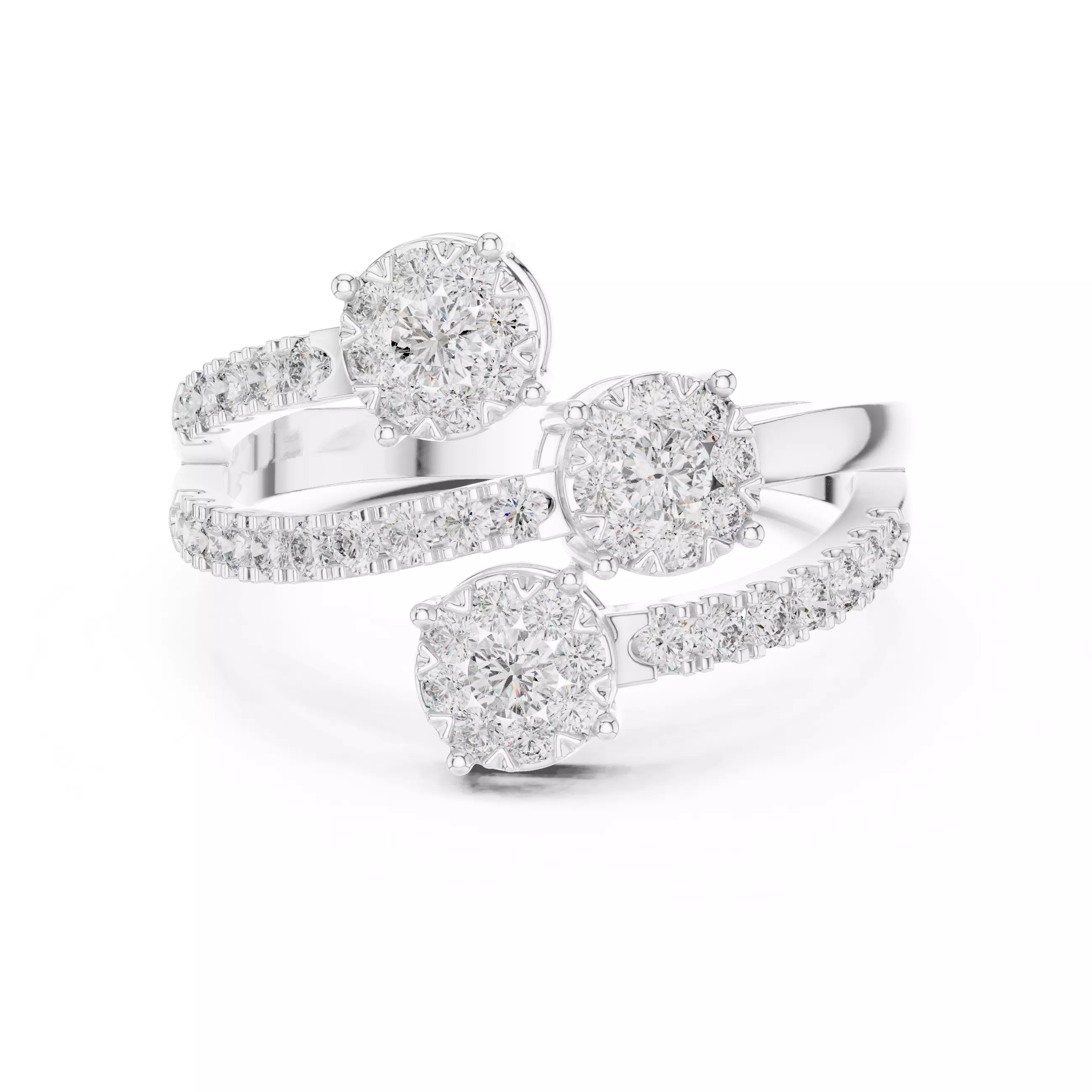 Diamond Cocktail Ring 3dm stl renders animation videos 3D print model_9