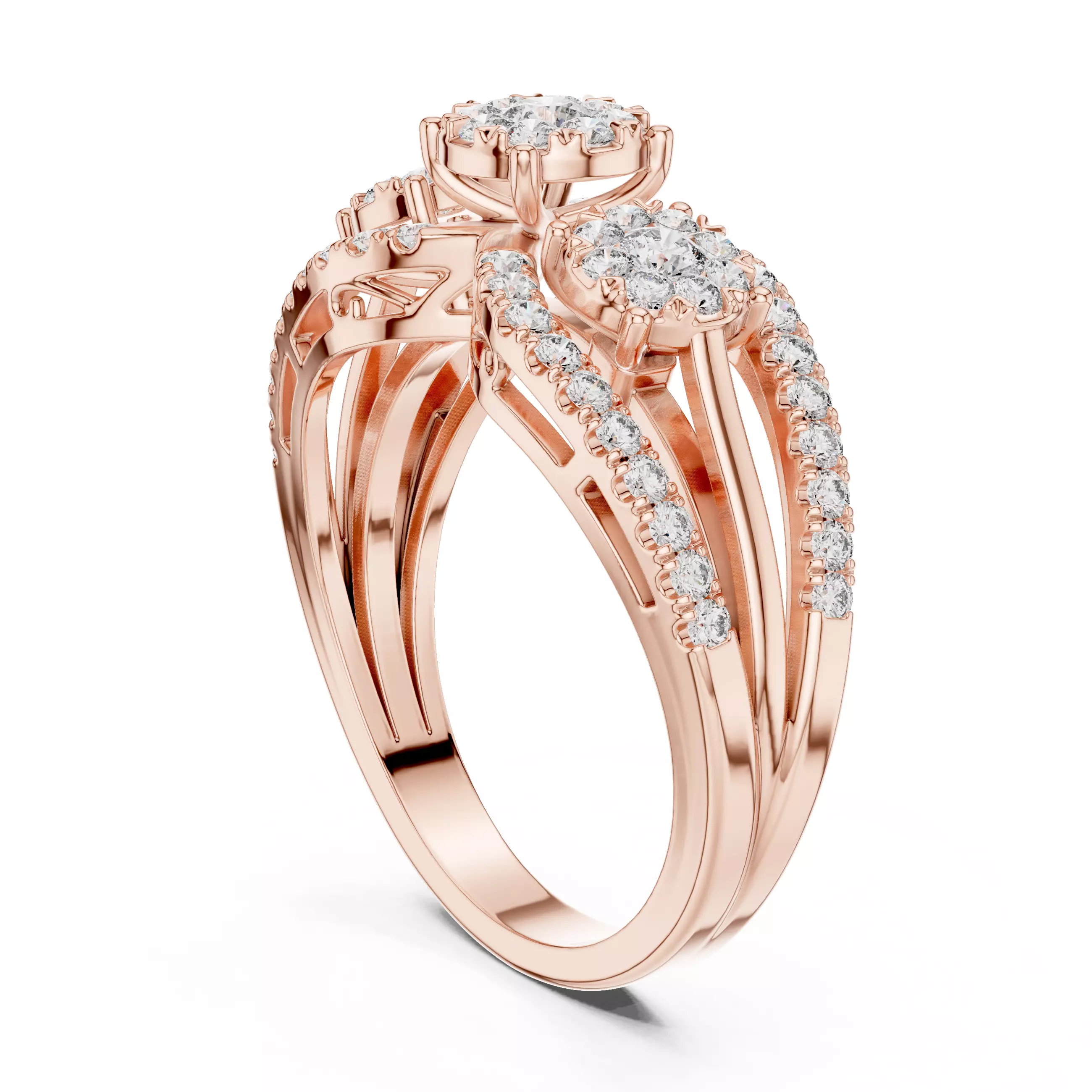 Diamond Cocktail Ring 3dm stl renders animation videos 3D print model_3