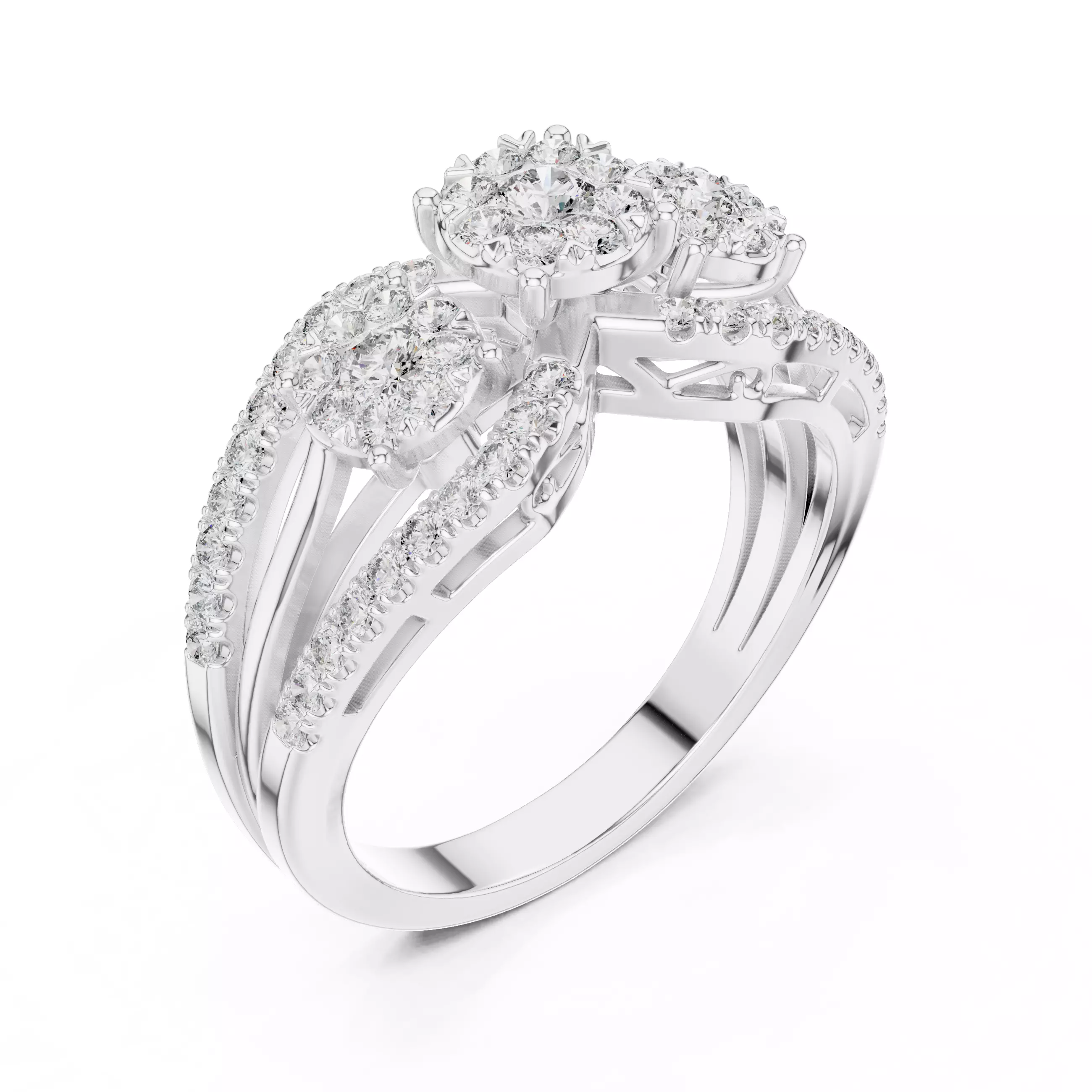 Diamond Cocktail Ring 3dm stl renders animation videos 3D print model_7