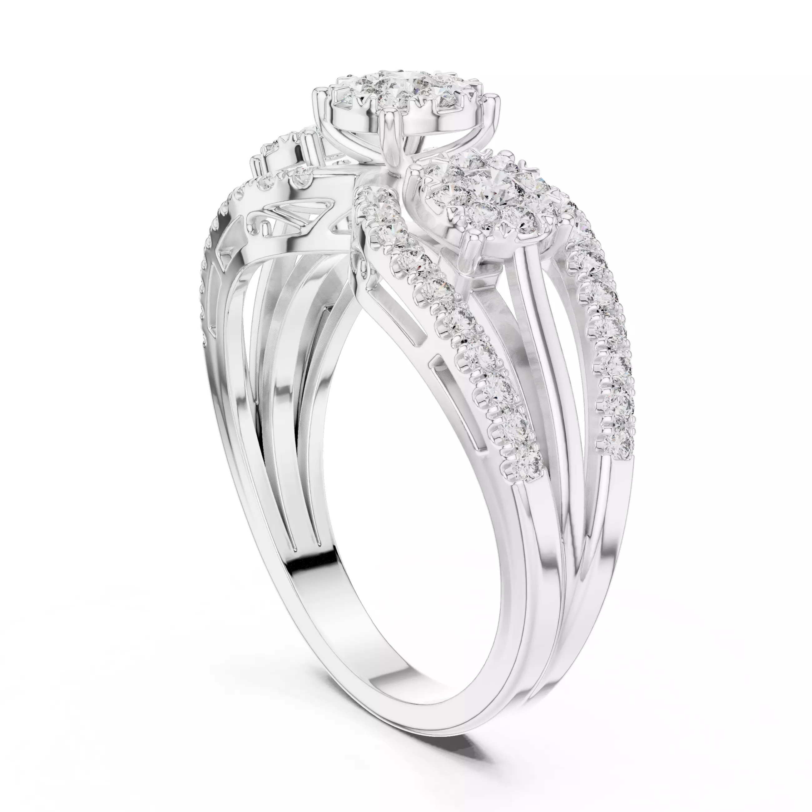 Diamond Cocktail Ring 3dm stl renders animation videos 3D print model_6