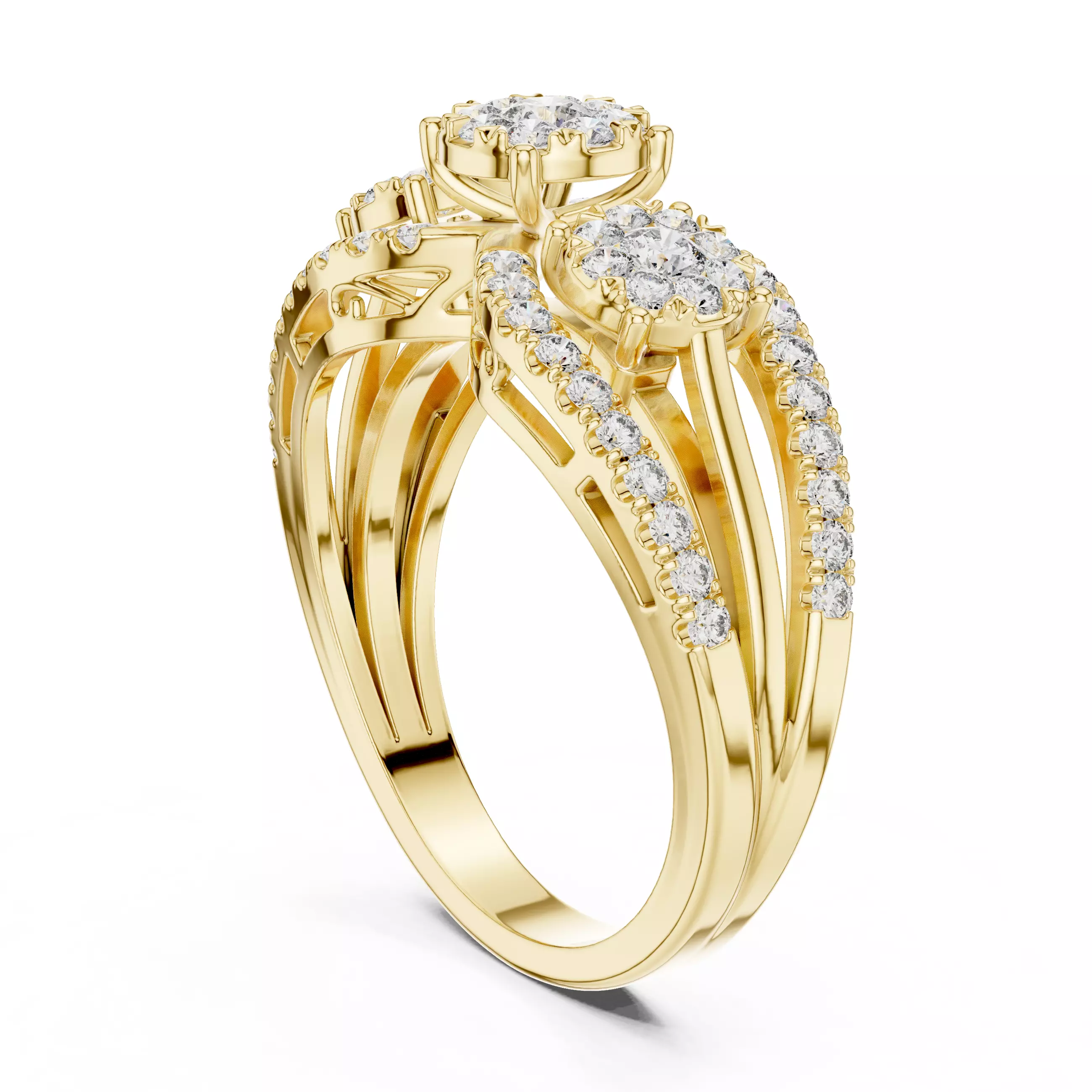 Diamond Cocktail Ring 3dm stl renders animation videos 3D print model_10