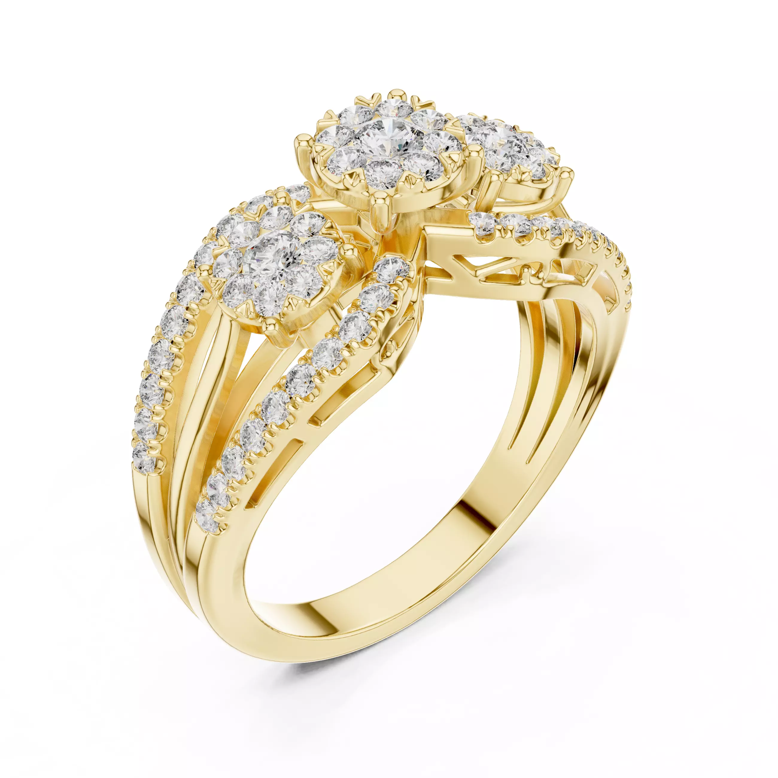 Diamond Cocktail Ring 3dm stl renders animation videos 3D print model_11